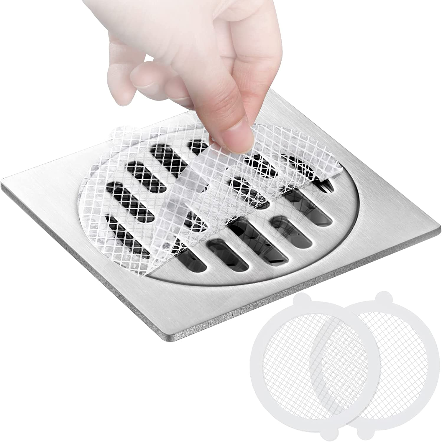 30 Pack Disposable Shower Drain Hair Catcher, Hair Catcher Mesh Stickers for Bathtub Drain, Bathtub Drain Hair Catcher with Waterproof Adhesion round (11Cm Oversize)