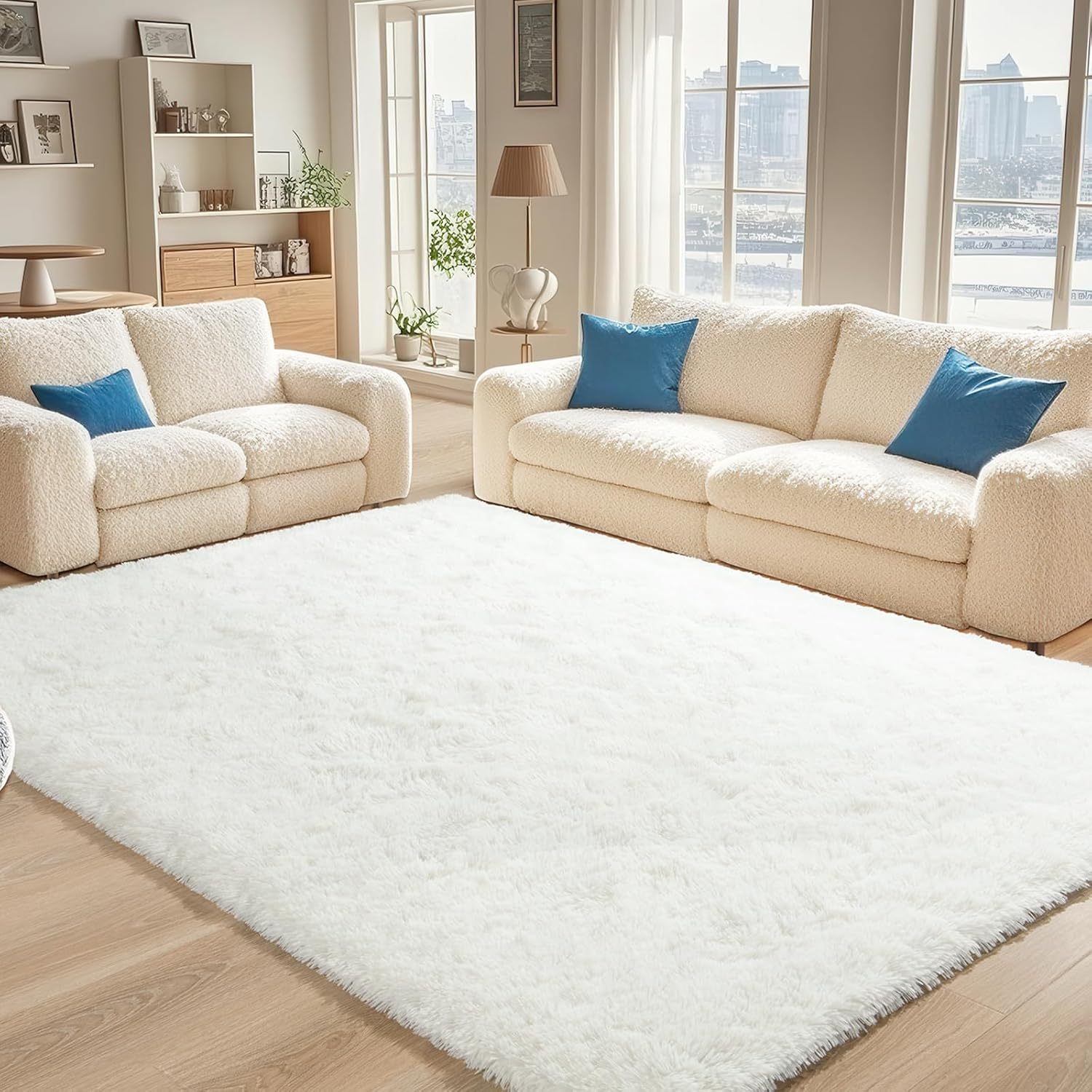 White Fluffy Area Rug 4x6 Soft Plush Kids Bedroom Nursery Living Room