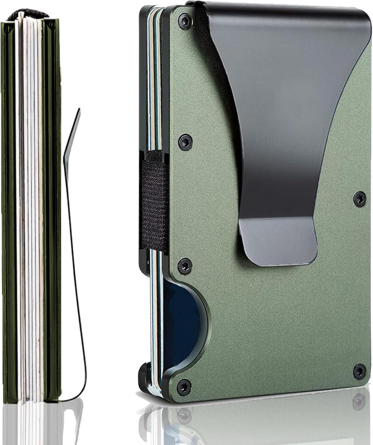 Minimalist Wallet with RFID Blocking for Men,Slim Credit Card Holder with Aluminum Money Clip Wallet for Men and Women,Metal Wallets for Mens Front Pocket as Gifts (Army Green)