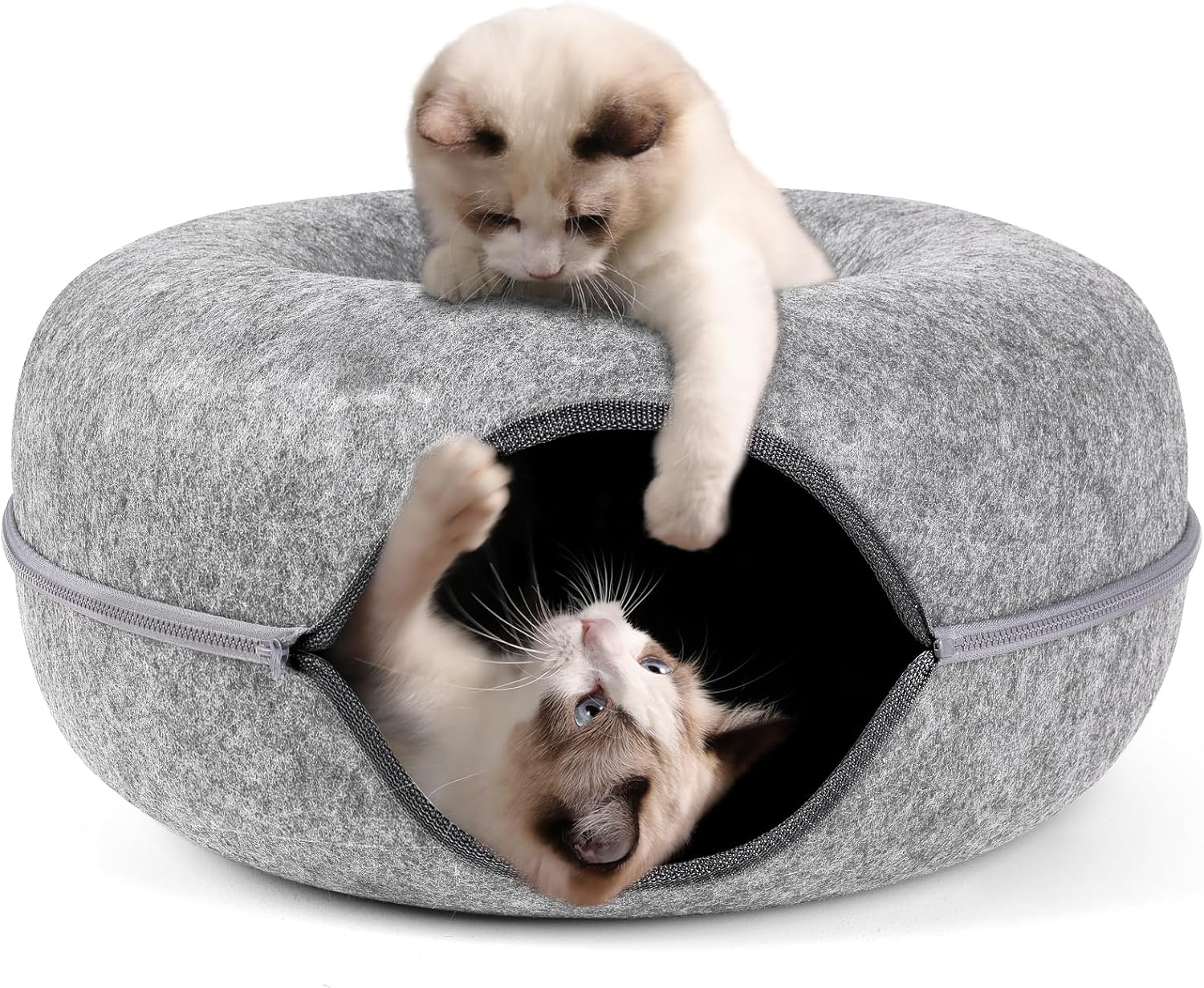 Bininl Cat Tunnel - Peekaboo Cave Bed for Indoor Pets, Donut-Shaped House Wit... - Picture 2 of 17