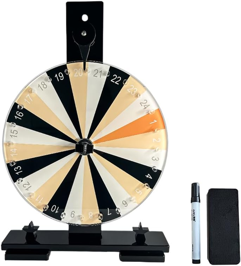 Acrylic Spinning Prize Wheel with Stand 12 Inches 24 Slots Colors Tabletop, D...