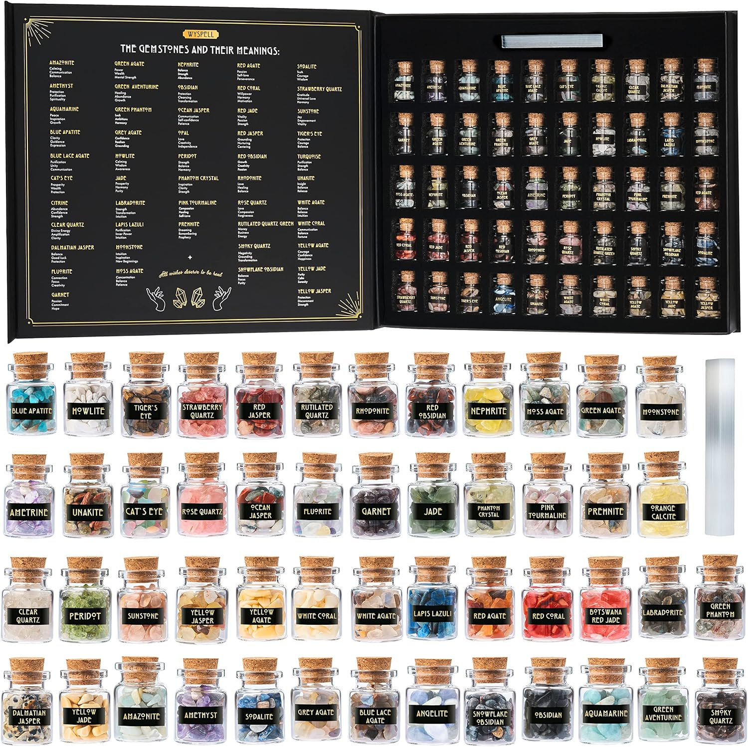 Bulk Crystals and Healing Stones 50 PCS - Real Mini Crystals for Spell Jars - Crystals for Witchcraft - Crystal Sets for Witchcraft Supplies - Real Crystal Witch Healing Crystals for Beginners Set