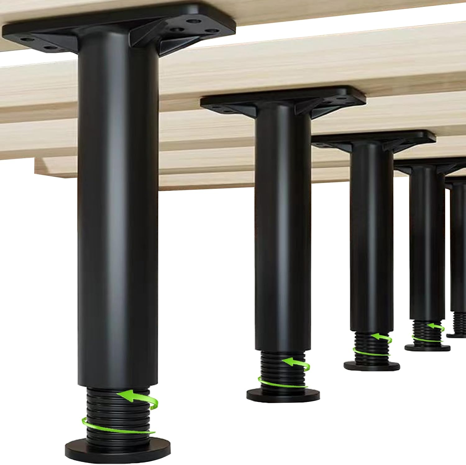 Zoster 4PC Bed Frame Support Legs Adjustable 5.9-9.84 Inch Black, Heavy Duty Furniture Slat Reinforcement Legs for Bed Sofa Couch, Universal Bed Frame Replacement Legs with EVA Pads ﻿