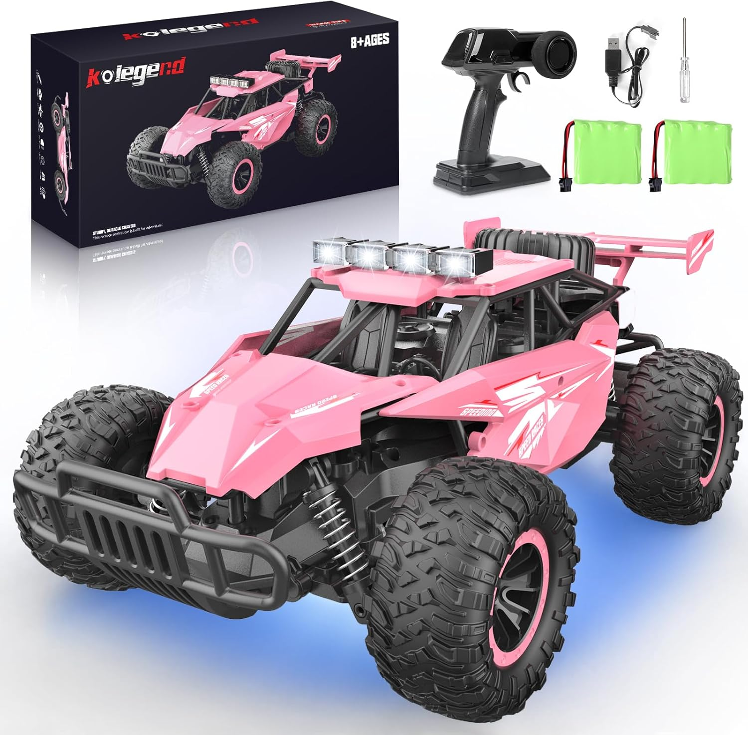 Remote Control Car for Girls 50+Min Monster Trucks 20Km/H 1:12 Scale 13 Inch All Terrains RC Truck with Flashing Chassis Lights Gift Toys for Girls Kids Boys