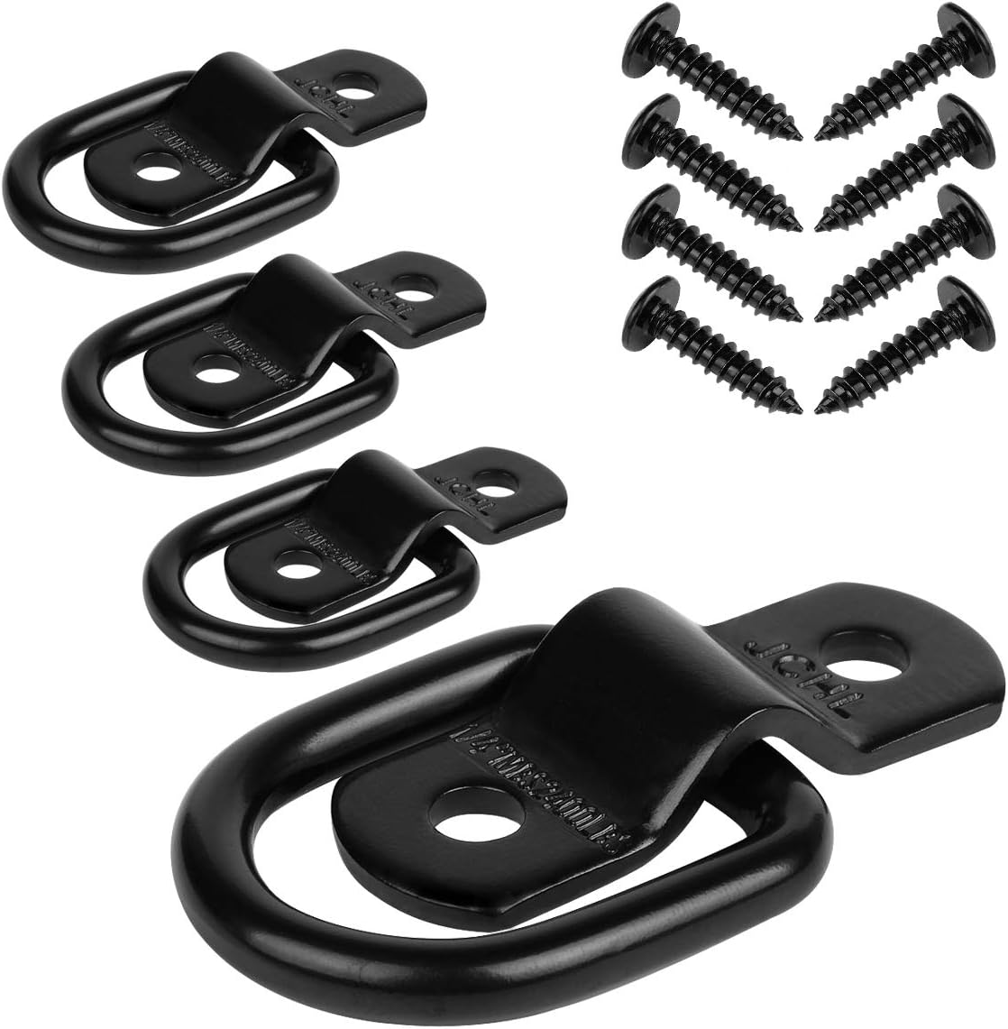 D Rings Tie down Anchors Hooks for Trailer Truck Bed Bracket Enclosed Points Pickup Camper Surface Mount D-Ring Heavy Duty 1/4" 2400 Pound Capacity (4-Pack)
