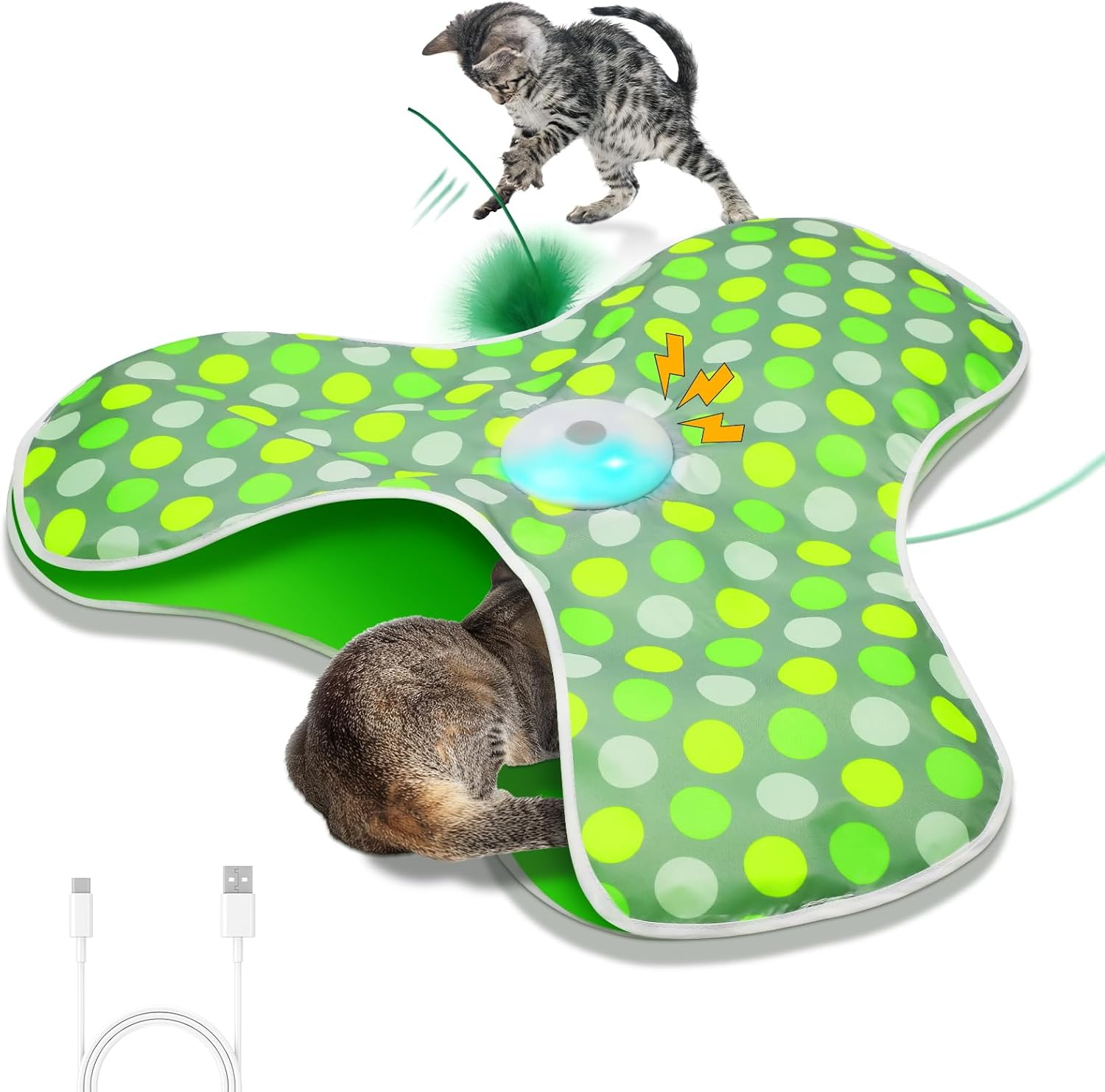 Interactive Automatic Cat Toy Motion Activated Moving Feather USB Rechargeable