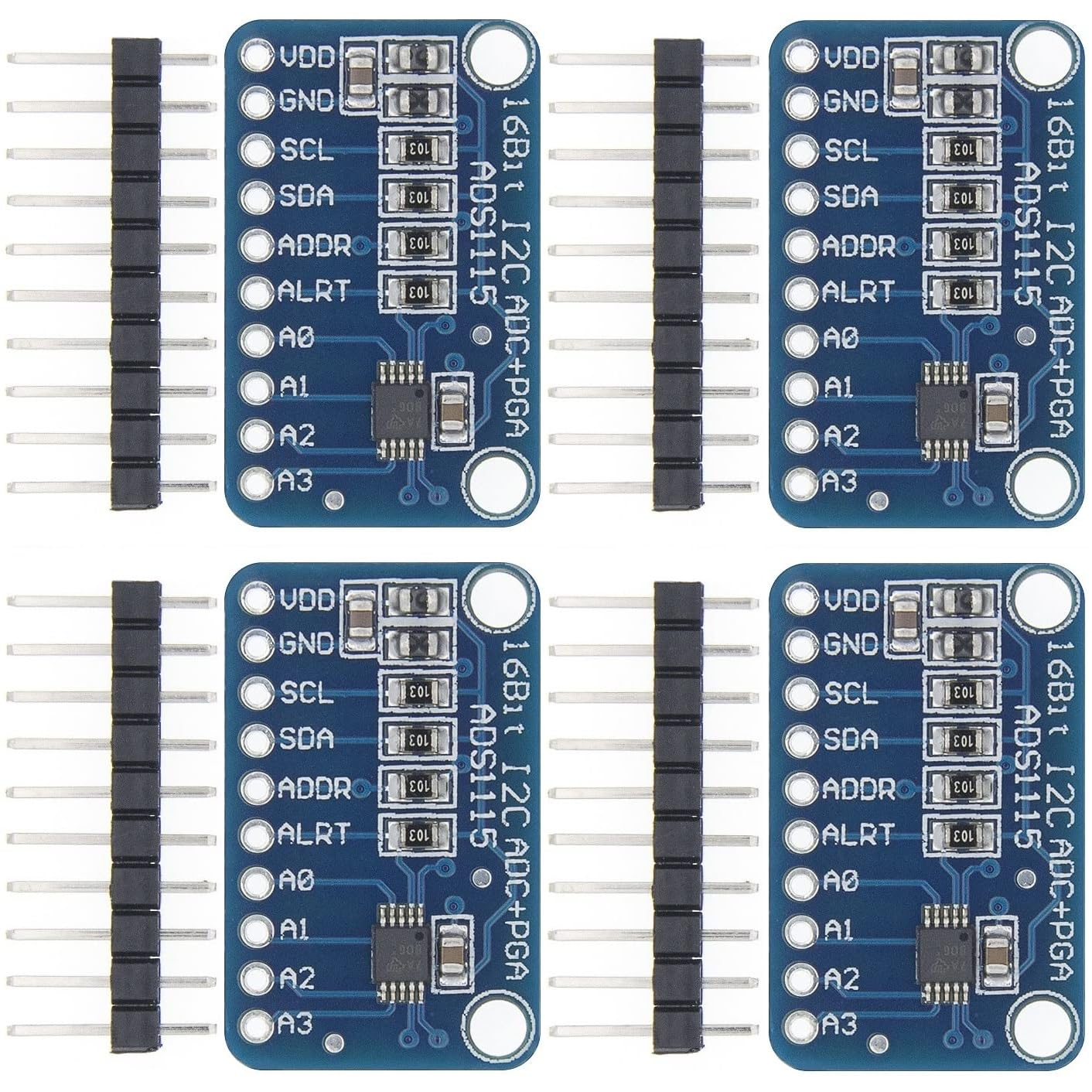 Wwzmdib 4Pcs ADS1115 16 Bit 16 Byte 4 Channel I2C IIC Analog-To-Digital ADC PGA Converter for Arduino Raspberry Pi DIY and Other Experiments