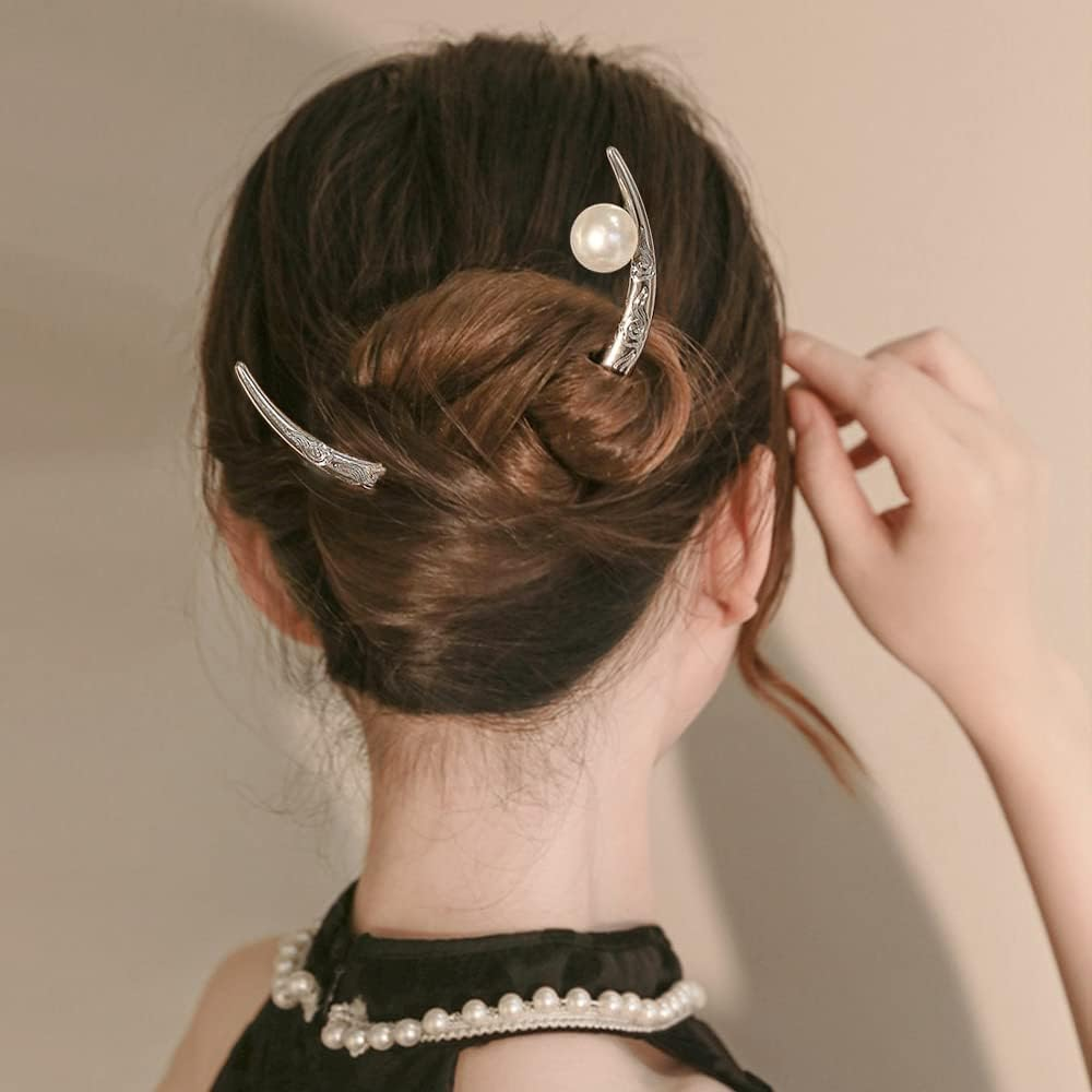 3 Pack U-Shaped Hair Pins French Hair Pin Bun Hair Sticks Chignon Gold Hair P... - Picture 9 of 14