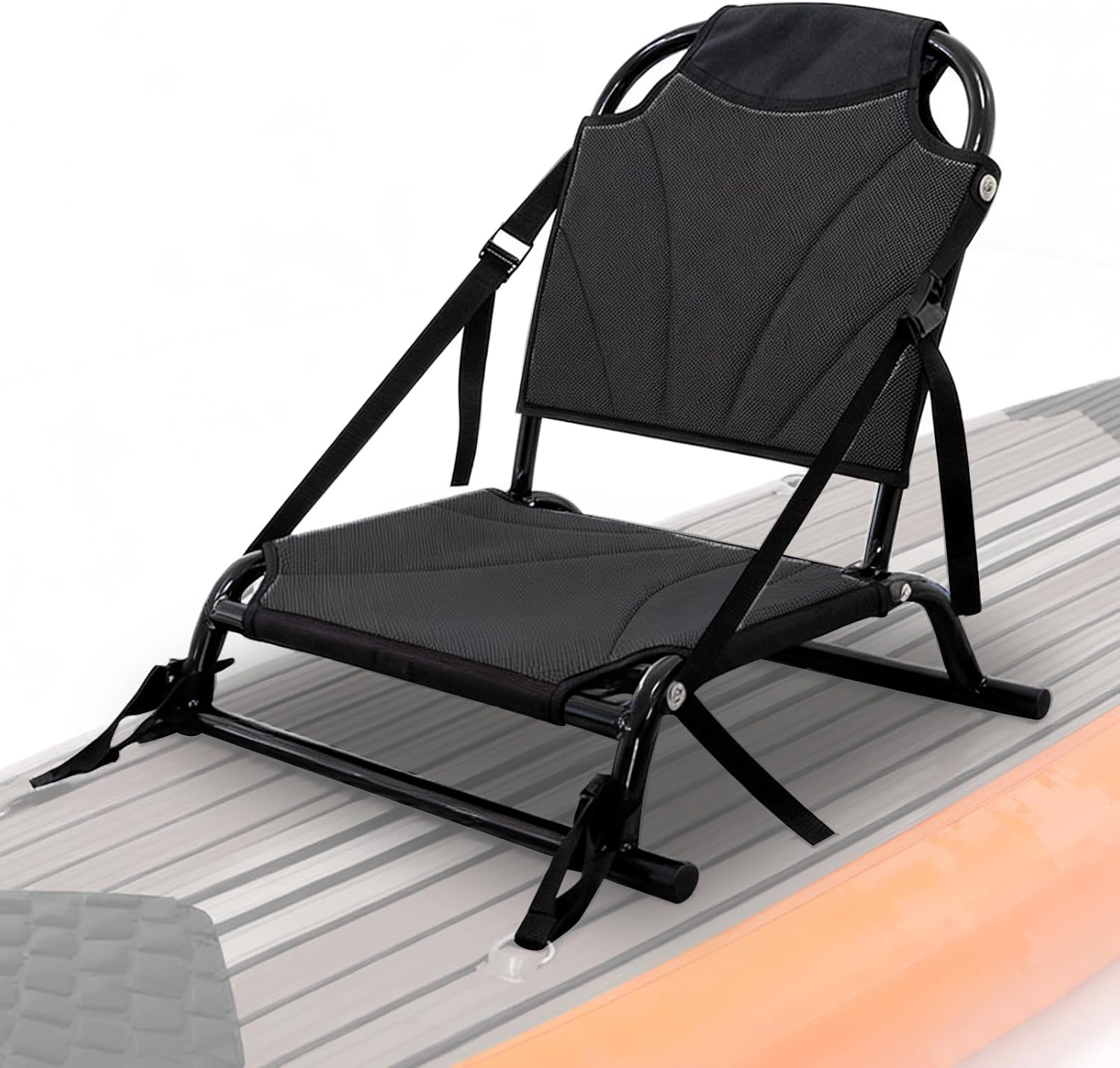 Kayak Seat with Back Support, Aluminum Frame Kayak Seat, Dual Mount for Inflatable Kayak, Sup Board & Sit-On-Top Kayaks, Strap & Rail Mount, Comfortable & Stable