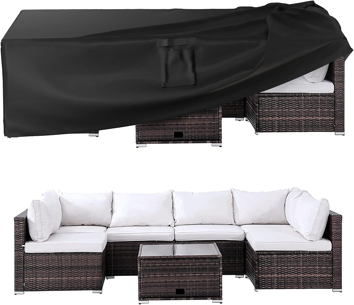 Fundas Muebles de Patio Impermeable Uso General Mesa y Sillas 600D 108x82x28