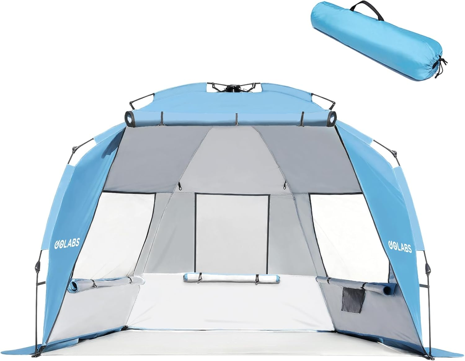 BT1 Pop up Beach Tent Sun Shelter for 3-Person, 1-Minute Setup by Pre-Attached Pole & UPF 50+, Beach Shade with Detachable Floor Mat, Mesh for Clear View & Airflow, Only 7 Lbs & Pocket and Hook