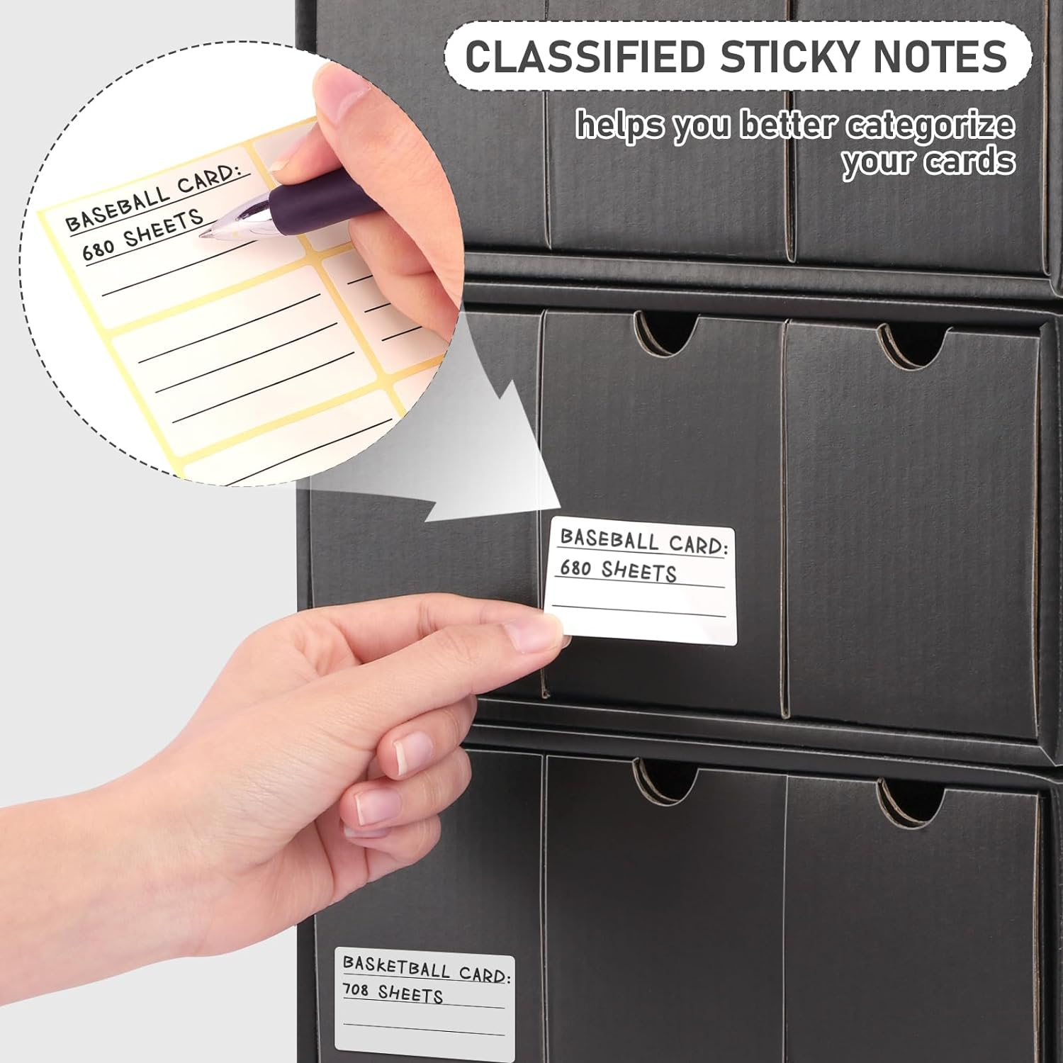Homthy Trading Card Storage Box, Includes 12 Pack with 50 Card Dividers, Card... - Picture 6 of 14