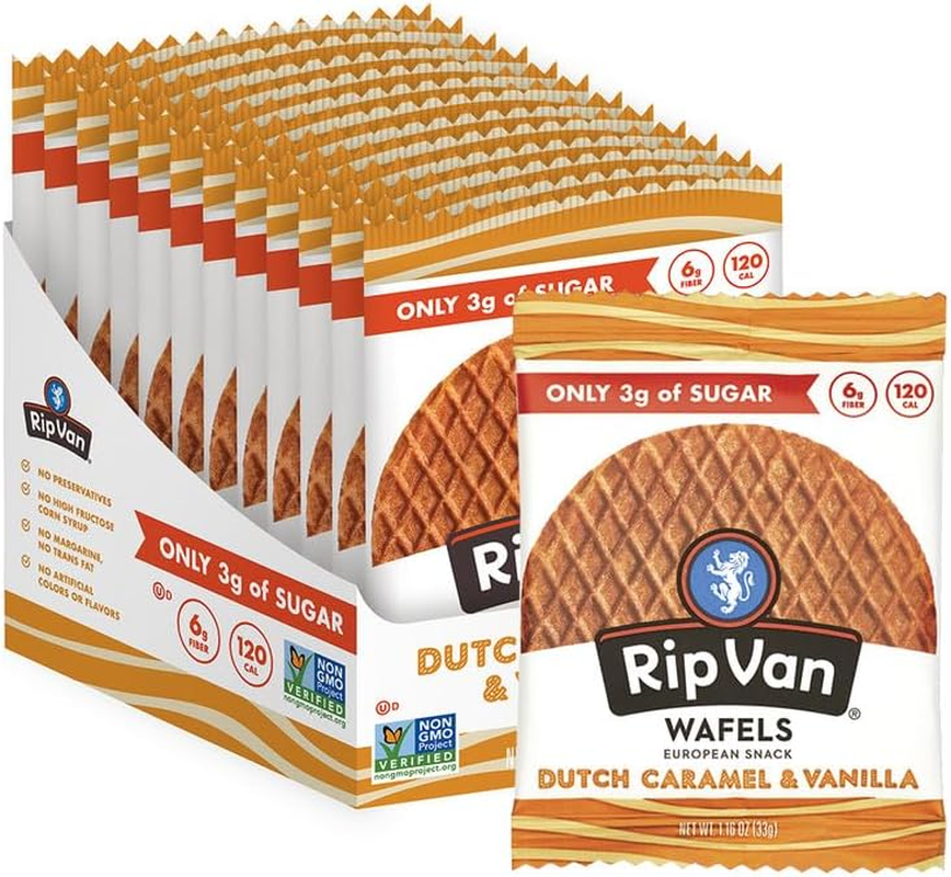 Rip Van Wafels Dutch Caramel & Vanilla Stroopwafels - Healthy Snacks - Non GM... - Picture 3 of 14