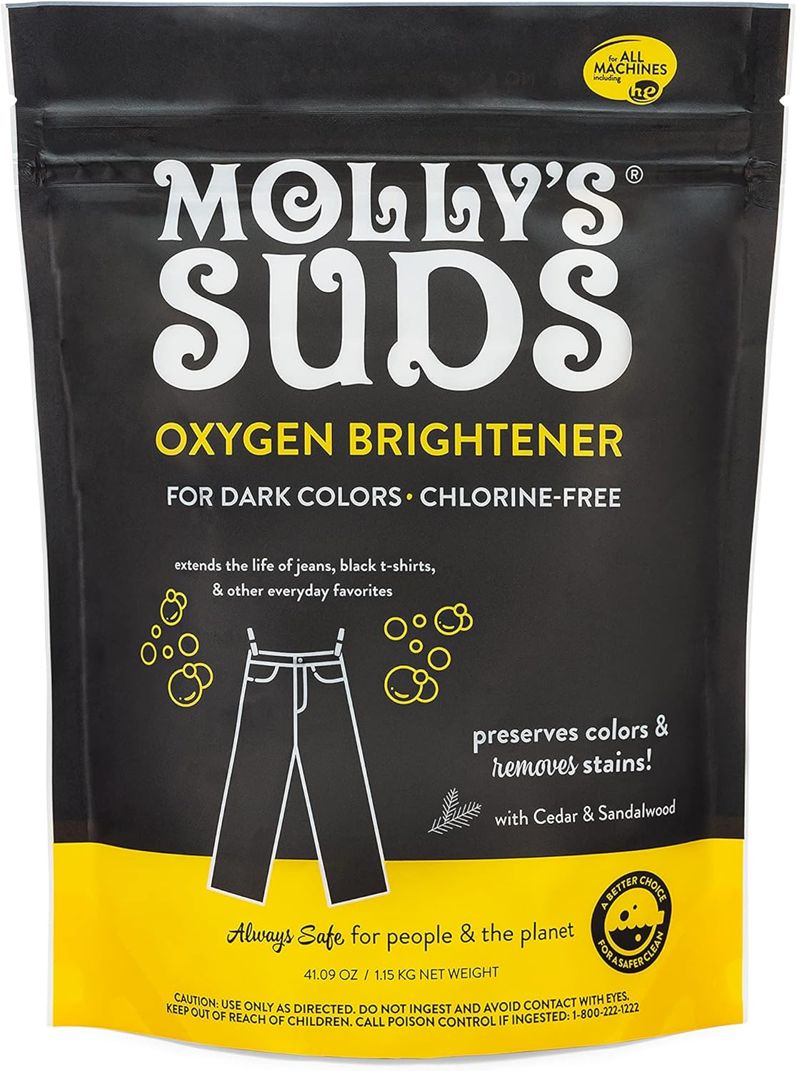 Molly'S Suds Oxygen Brightener Dark Wash | Powerful Bleach Alternative, Chlorine Free | Preserves Colors and Removes Stains (Cedar & Sandalwood - 41 Oz)
