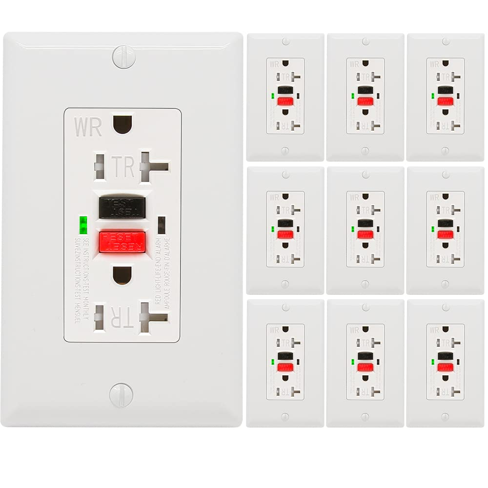 10 Pack GFCI Outlet 20 Amp, Tamper Resistant, Weather Resistant