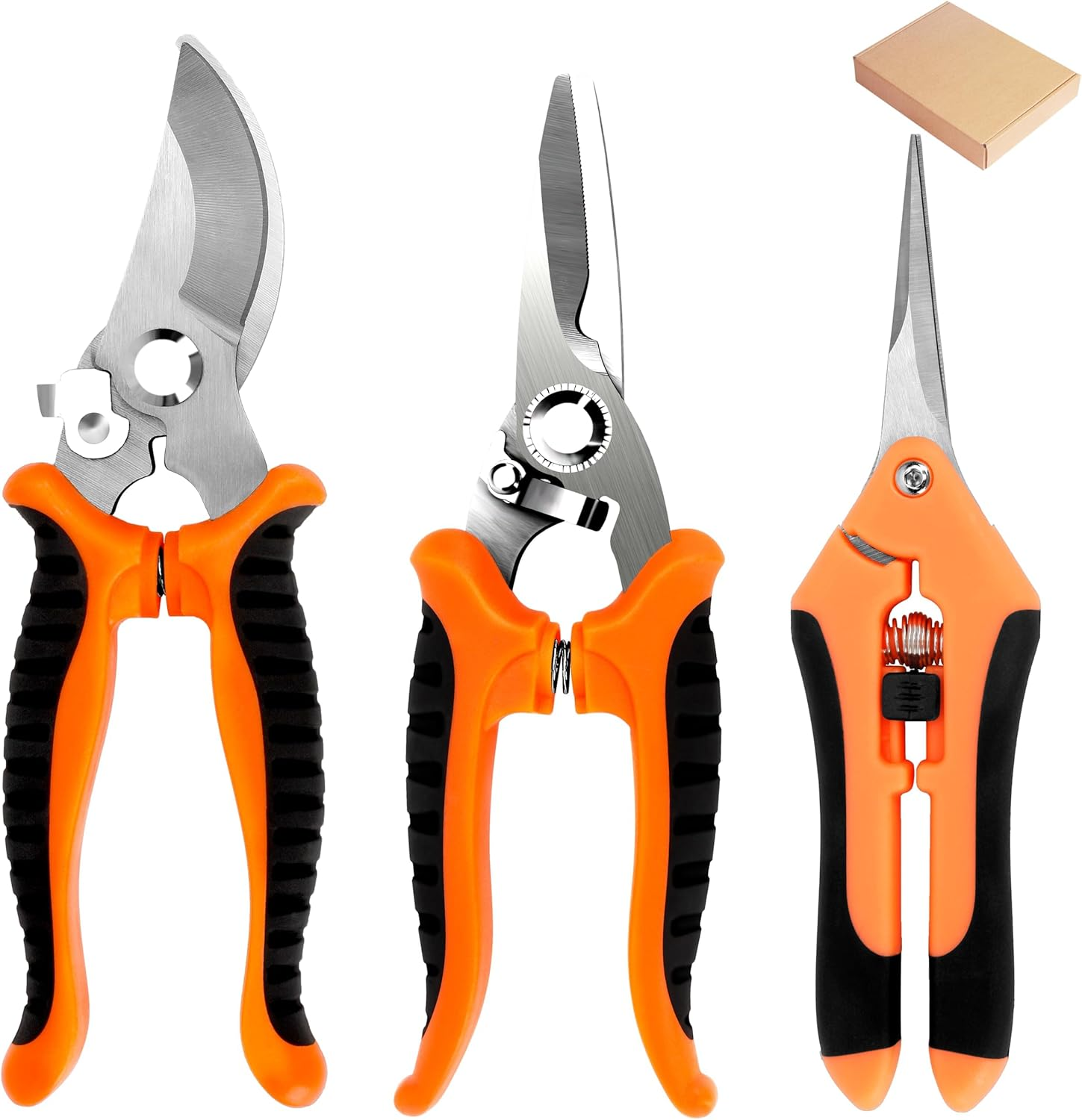 Pruning Shears Garden Shears Pruning Shears for Gardening 3pcs Stainless Steel Gardening Scissors Pruners for Gardening Garden Clippers Handheld Pruner Set with Soft Grip Handle for Garden Tools