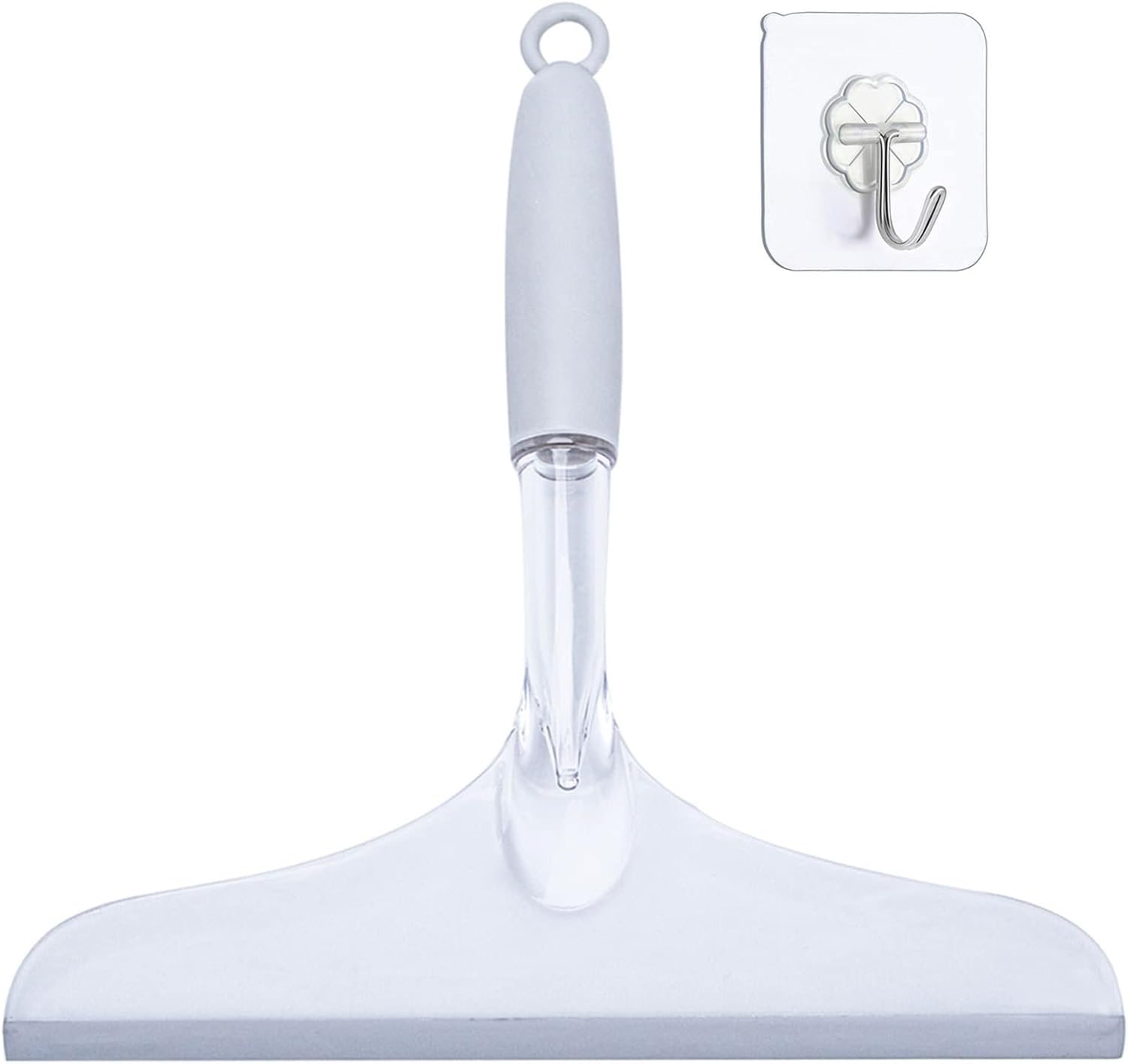 Shower Squeegee for Bathroom Glass Doors and Mirror, 10'' Rubber Window Cleaner Tool, Clear Plastic Water Wiper for Car Windshield Cleaning