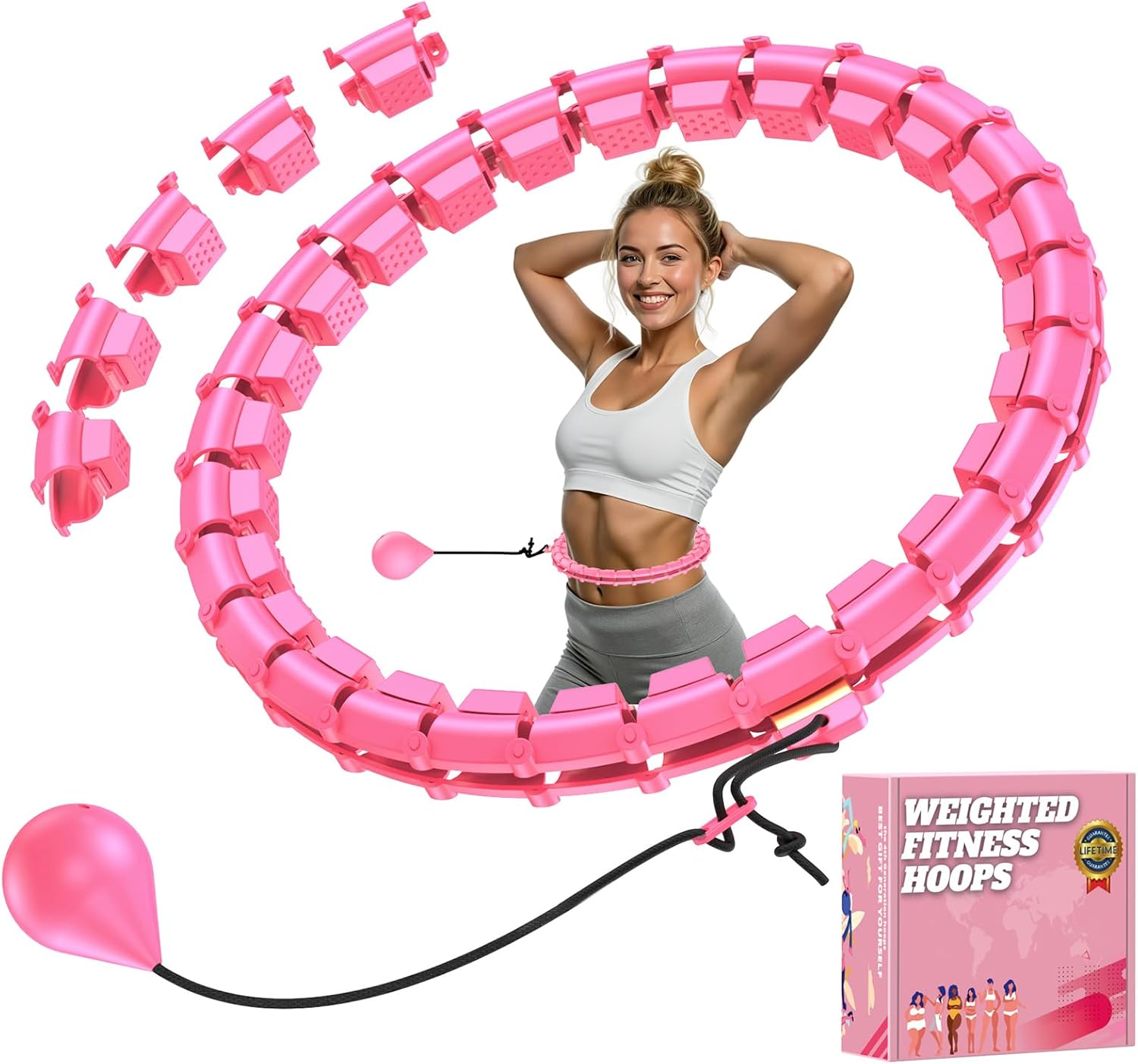 Quiet Hula Circle Hoops,65 Inch 32 Knots plus Size Hula Infinity Fitness Detachable Hoops. Exercise Hoop Suitable for Beginners