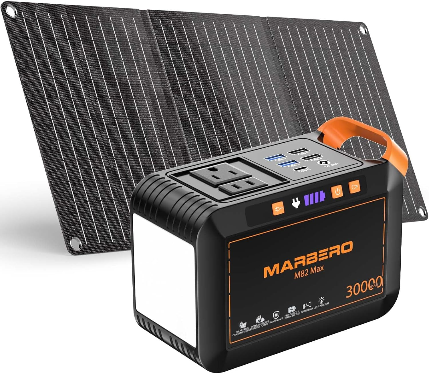 Solar Generator 111Wh Portable Power Station with Solar Panel 30W Included Power Bank with AC Outlet 120W Surge for Home Outages Camping Outdoor Adventure Emergency