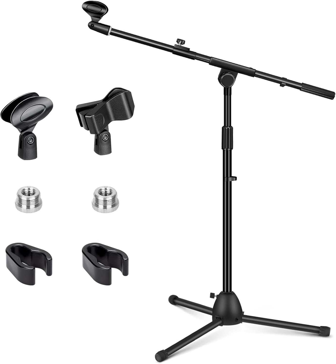 Microphone Stand Heavy-Duty Super Resistent Tripod Boom Universal Mic Stand with 2 Mic Clips for Most Mics Height Adjustable Mic Stand for Singing Wedding Performance CY0330