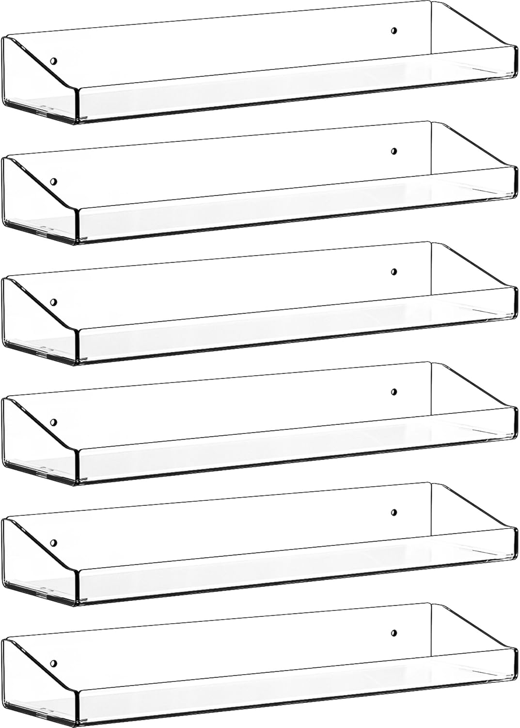 Clear Acrylic Shelves for Wall with Adhesive,6 PCS 15