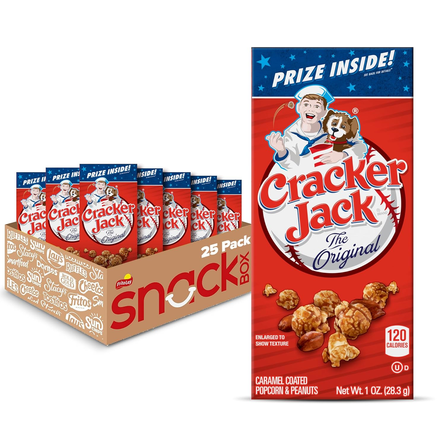 Caramel Popcorn Peanuts Snack Boxes 25-Pack 1oz Original Sweet Classic Treat
