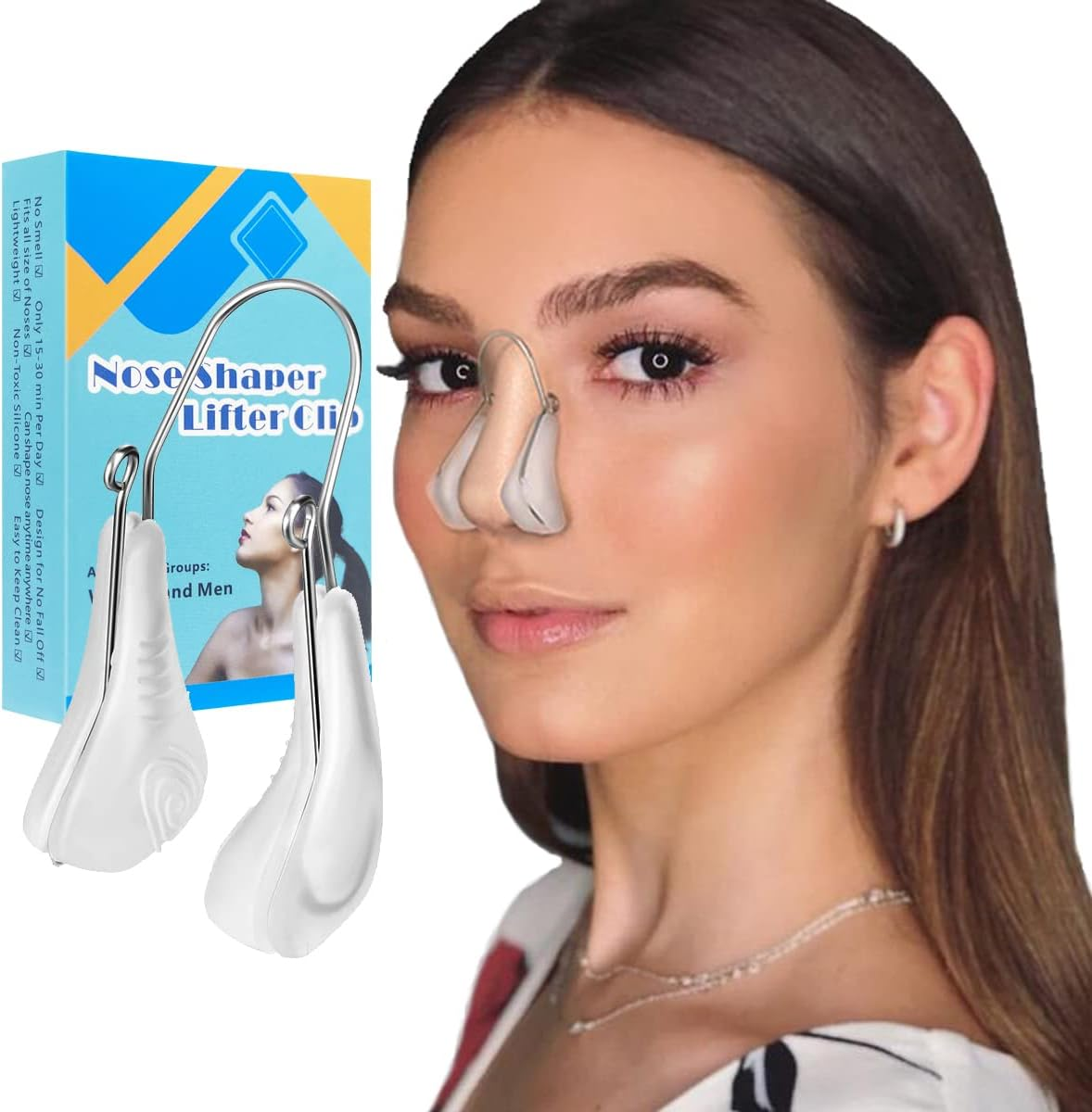 Nose Shaper Clip, Pain-Free Nose Bridge Straightener Corrector, Soft Silicone Nose Slimmer Rhinoplasty Device Nose up Lifting Clip Beauty Tool(Unisex)