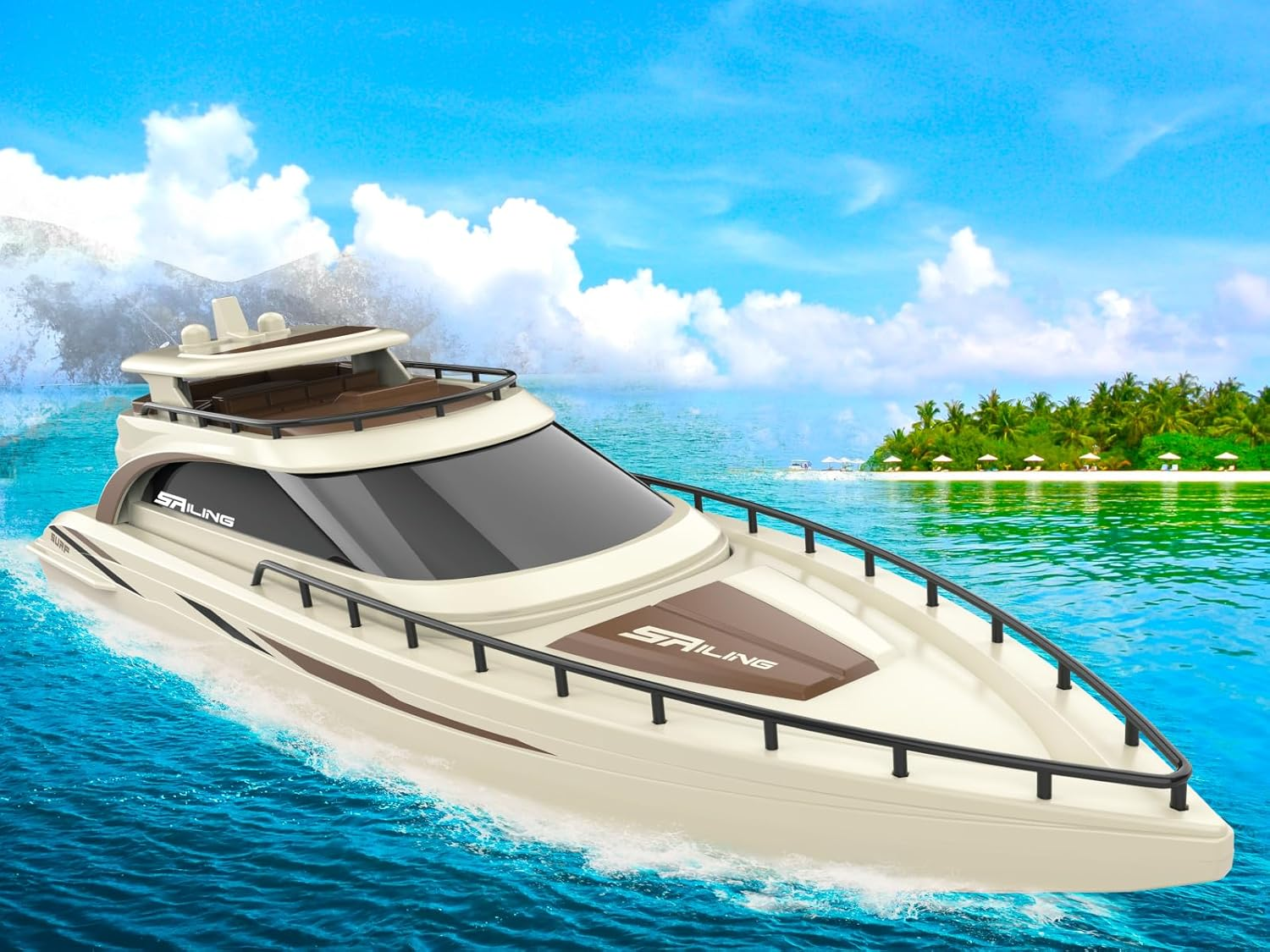 Luxury Modern Yacht, 1/28 RC Boat, 2.4Ghz Radio Remote Control 15” Sailing Cruise, Pool Lake Pond Dual Motors 15Kmph Speed Ship, Deluxe Gifts Adults Water Fun Voyage