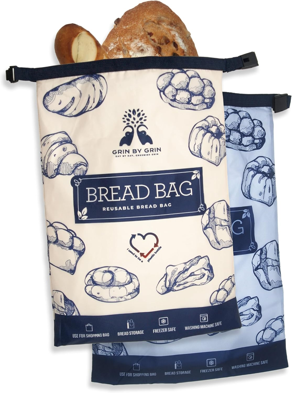 - Bread Bags 2 Pack Reusable Zipper Bags for Homemade Bread Sourdough Extra Large Freezer Storage