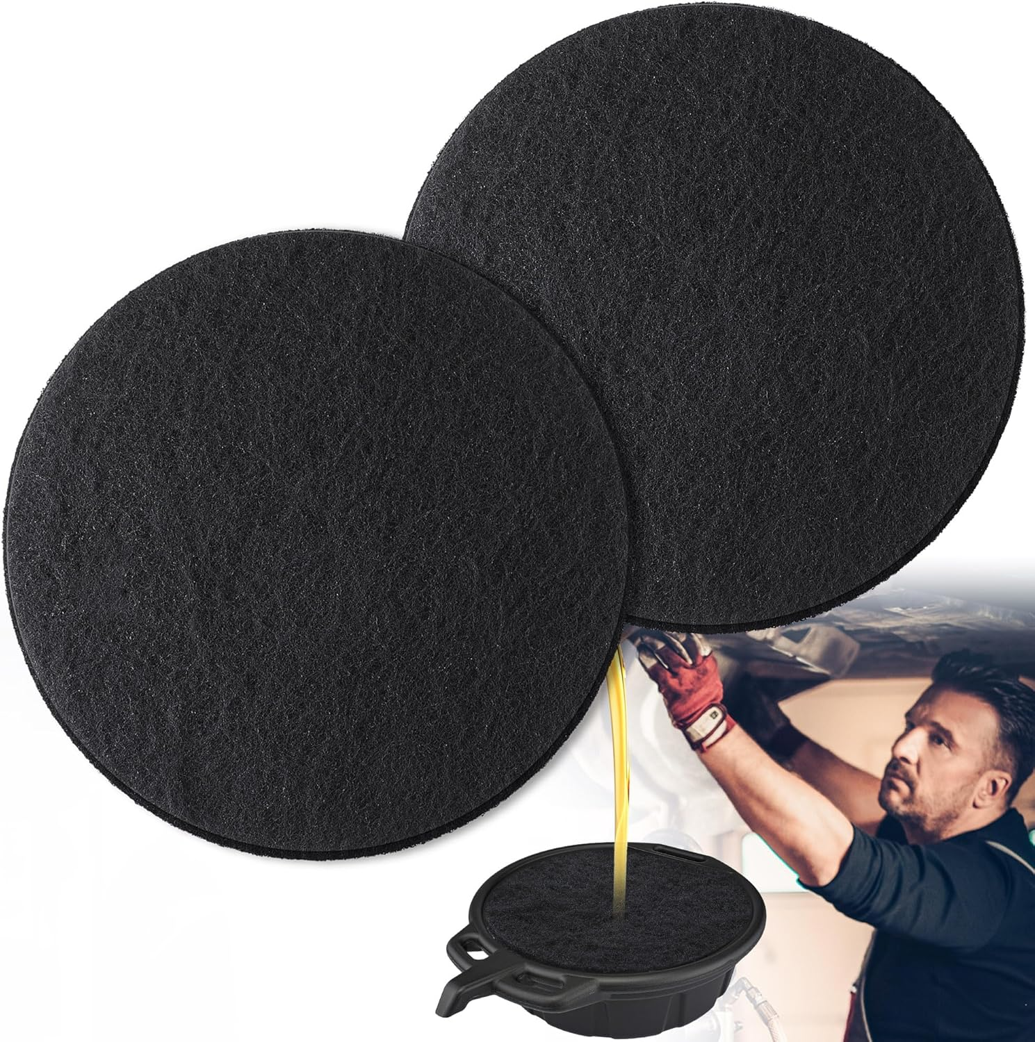 Saillong 2 Pcs round Splash Pad for Oil Drain Pan, Upgraded 18'' Oil Splash Pad, Heat Resistant, No Splatter Change Mat Fit 1.5-20 Gal Drip Collector Pan for Car Transmission Changing Drain Tray