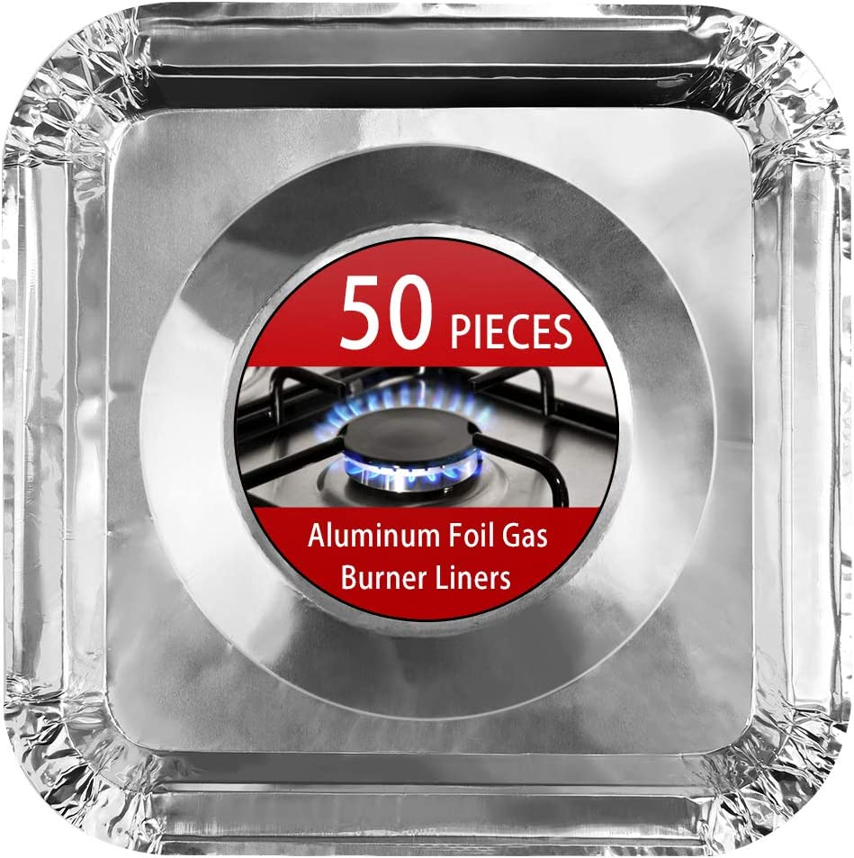 50Pack Estera De Aluminio Estufa Cuadrada Quemador Cubiertas Cubiertas Protec