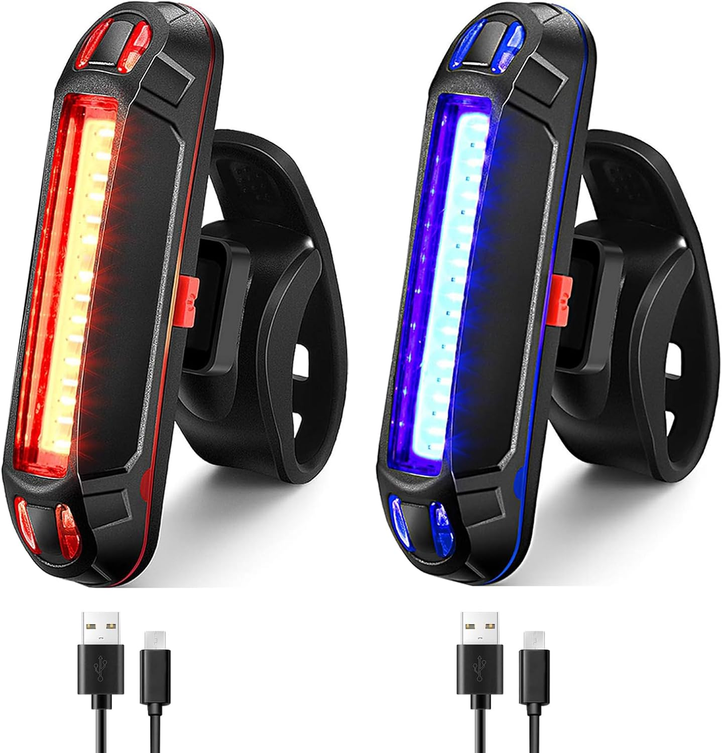 Bike Tail Light Ultra Bright Bicycle Rear Light 2 Pack USB Rechargeable LED Safety Lamp Cycling Night Riding Essential Warning Waterproof 5 Modes Road Reflector Flasher