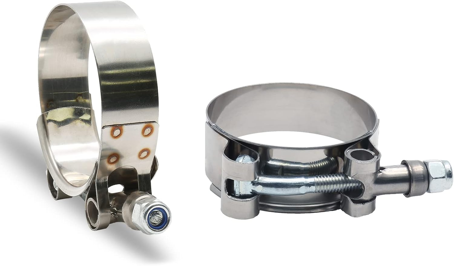 2Pcs 1 3/4 Inch T-Bolt Hose Clamps for Range 51-57Mm, Stainless Steel T Clamp Adjustable Turbo Clamps Intercooler Hose Clamp for 1.75