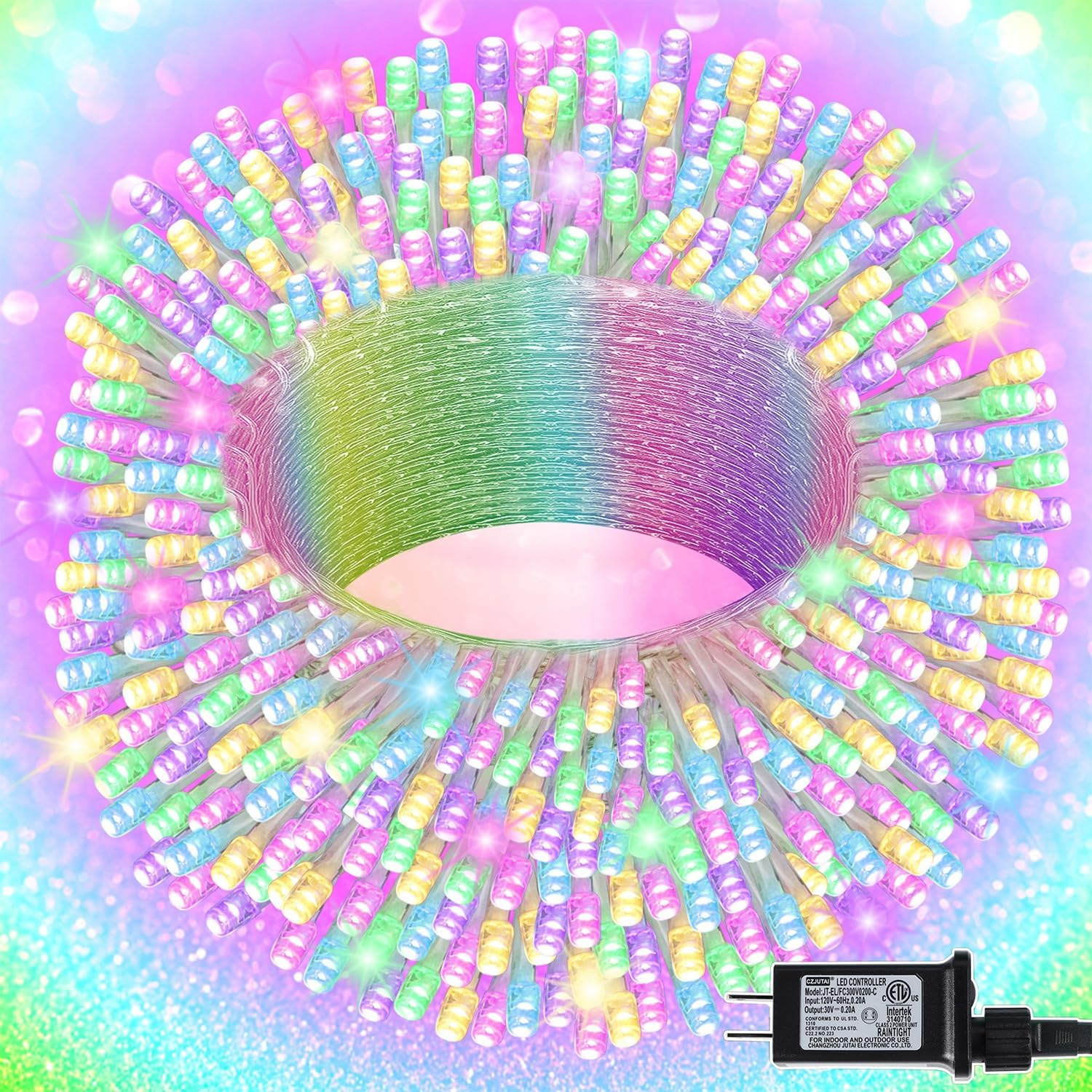 300 LED Easter String Lights, Extra Long 98.5FT Fairy Lights Outdoor Indoor, 8 Lighting Modes, Plug in Waterproof for Patio Garland Party Bedroom Garden Spring Decorations (Pastel Multicolor)