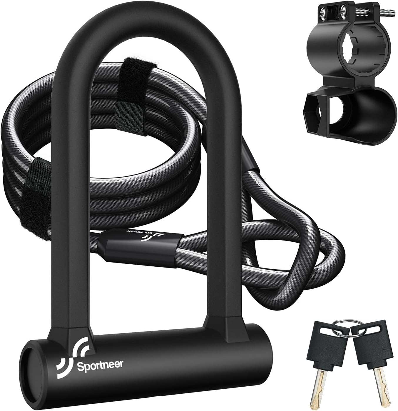 Bike Lock: 17Mm Heavy Duty Anti-Theft Bike U Lock with 12Mmx1.5M Steel Cable, 20Cm X 13Cm High-Security Bicycle Lock with Keys & Mounting Bracket for Mountain, Road, Folding, Electric Bikes