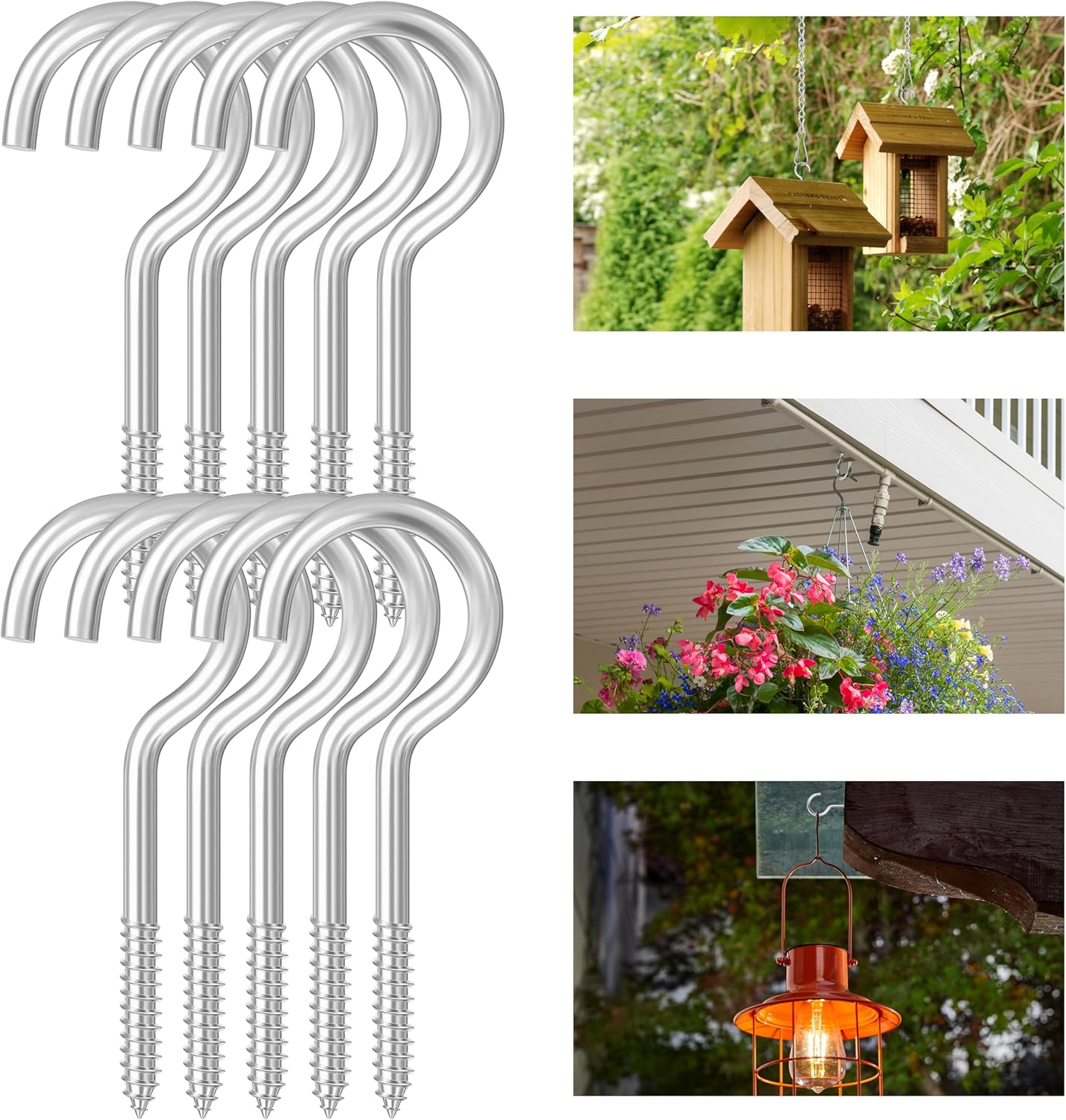 4 Inch Large Heavy Duty Screw Hooks, 10 Pcs Ceiling Hooks for Hanging Plants Indoor and Outdoor Use
