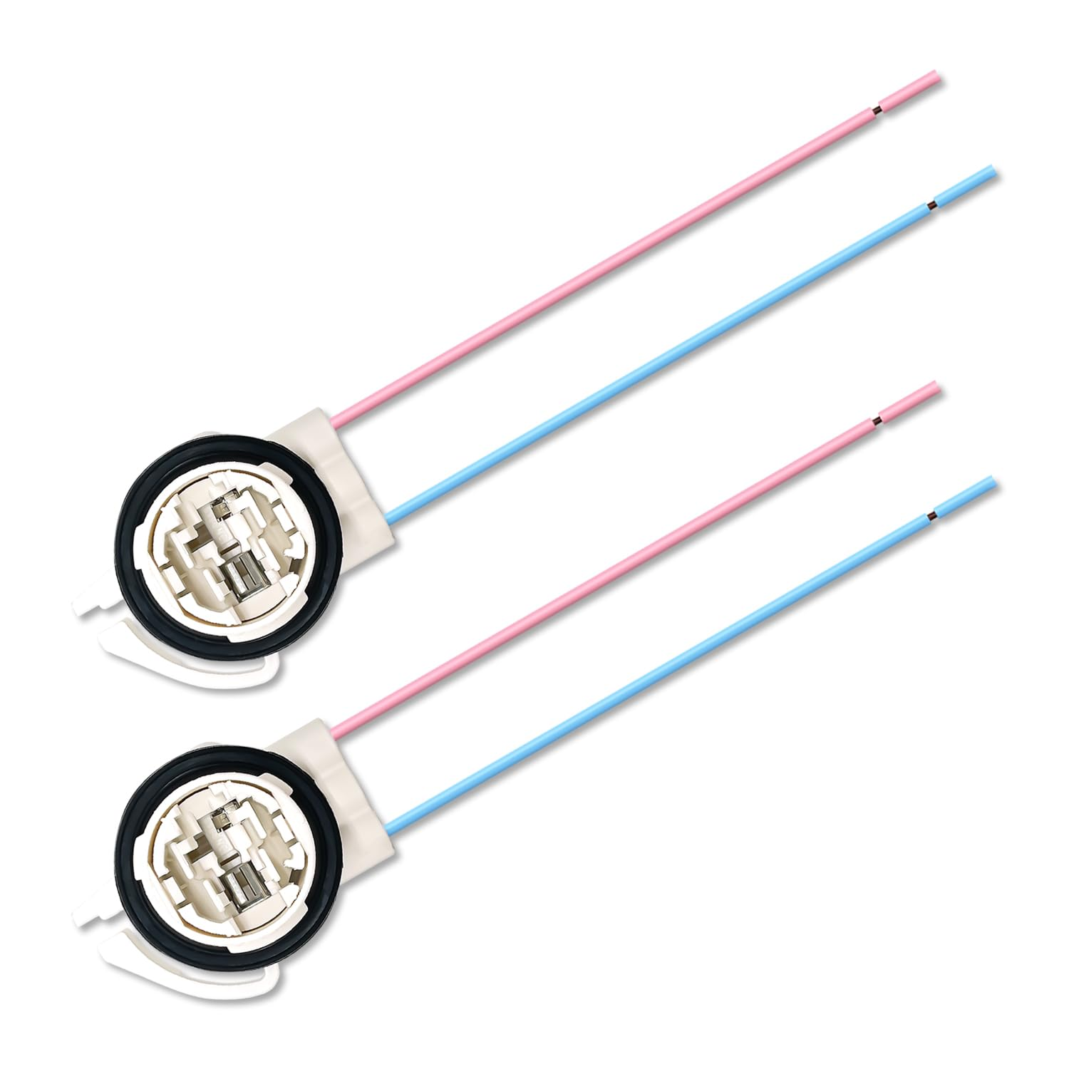DAMA 3156 3157 Bulb Angled Socket Wire Harness Pigtail Connectors for LED Bulbs Turn Signal Lights DRL Lamps Taillights Retrofit | Durable Tempered Plastic Female Pigtail 12 Ga. 18 AWG | Pack of 2