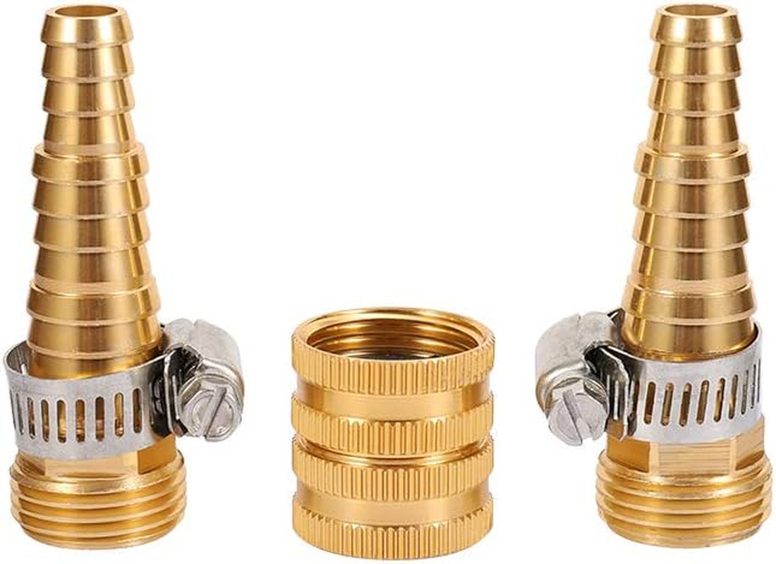 Metal Garden Hose Repair Connector End Repair Male Female Mender Kit with Stainless Clamp