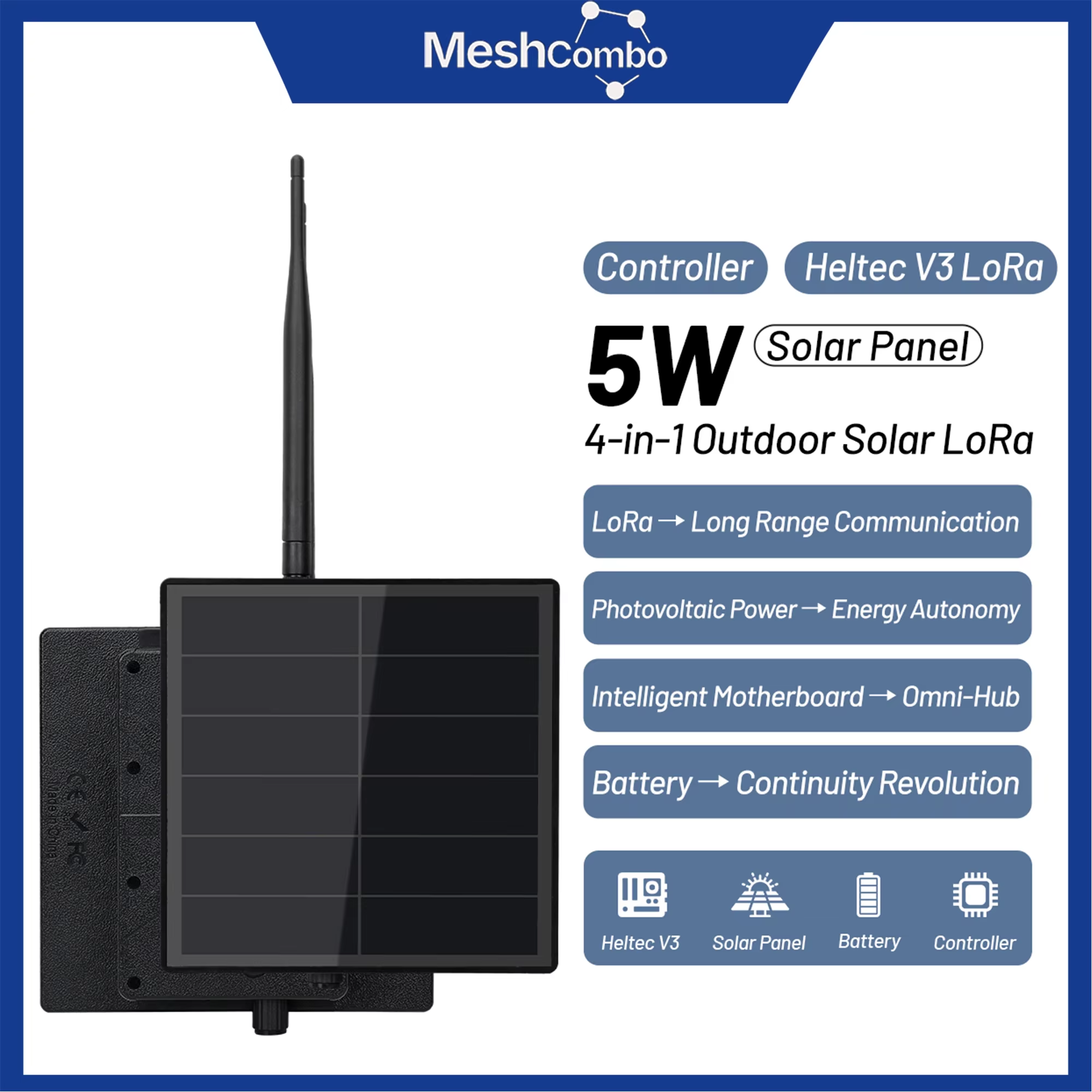 Heltec V4 D5L Solar Node Kit Meshtasic ESP32 With GPS Module WiFi Bluetooth Low Power Solar Mesh Network Waterproof IoT Device
