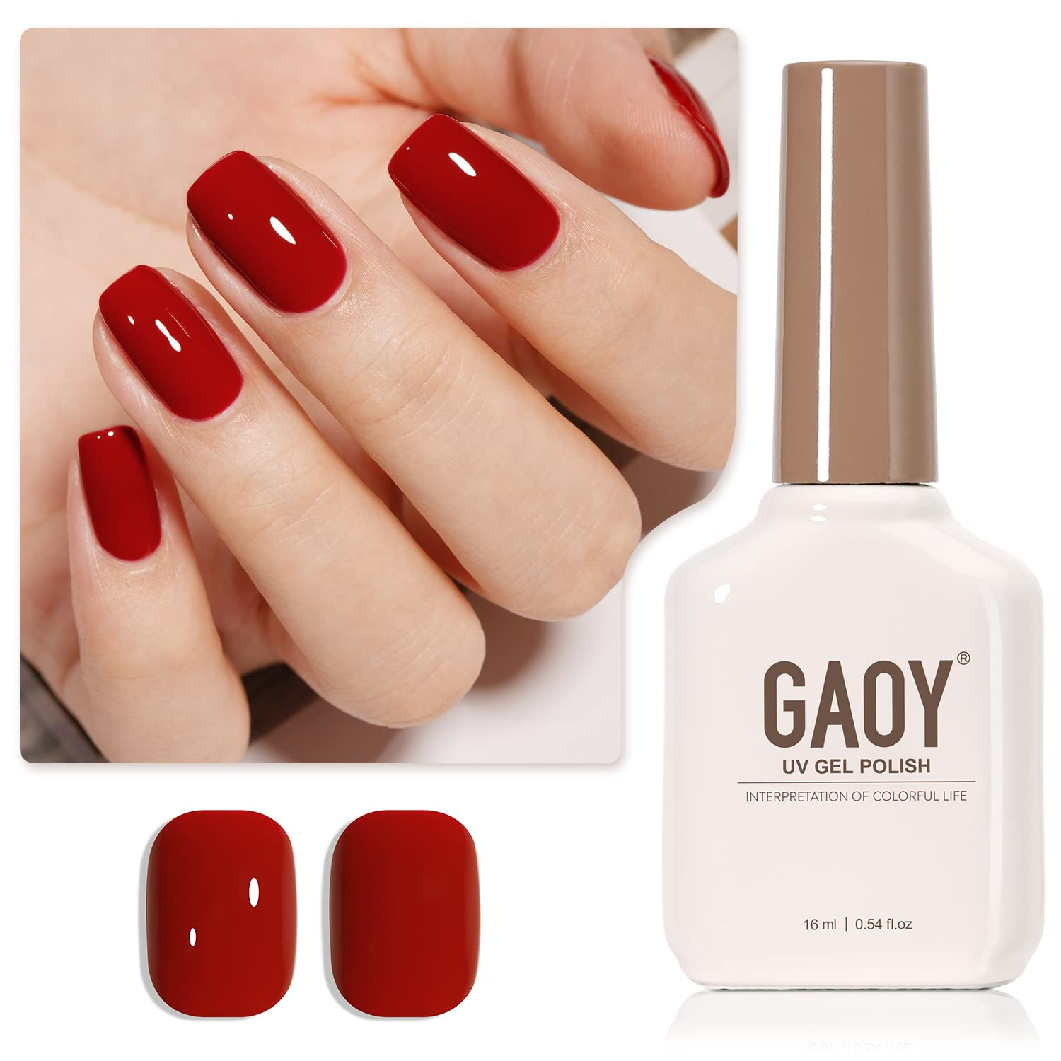 GAOY Ruby Red Gel Nail Polish, 16Ml Soak off UV Light Cure Gel Polish for Nail Art DIY Manicure at Home, Color 1154