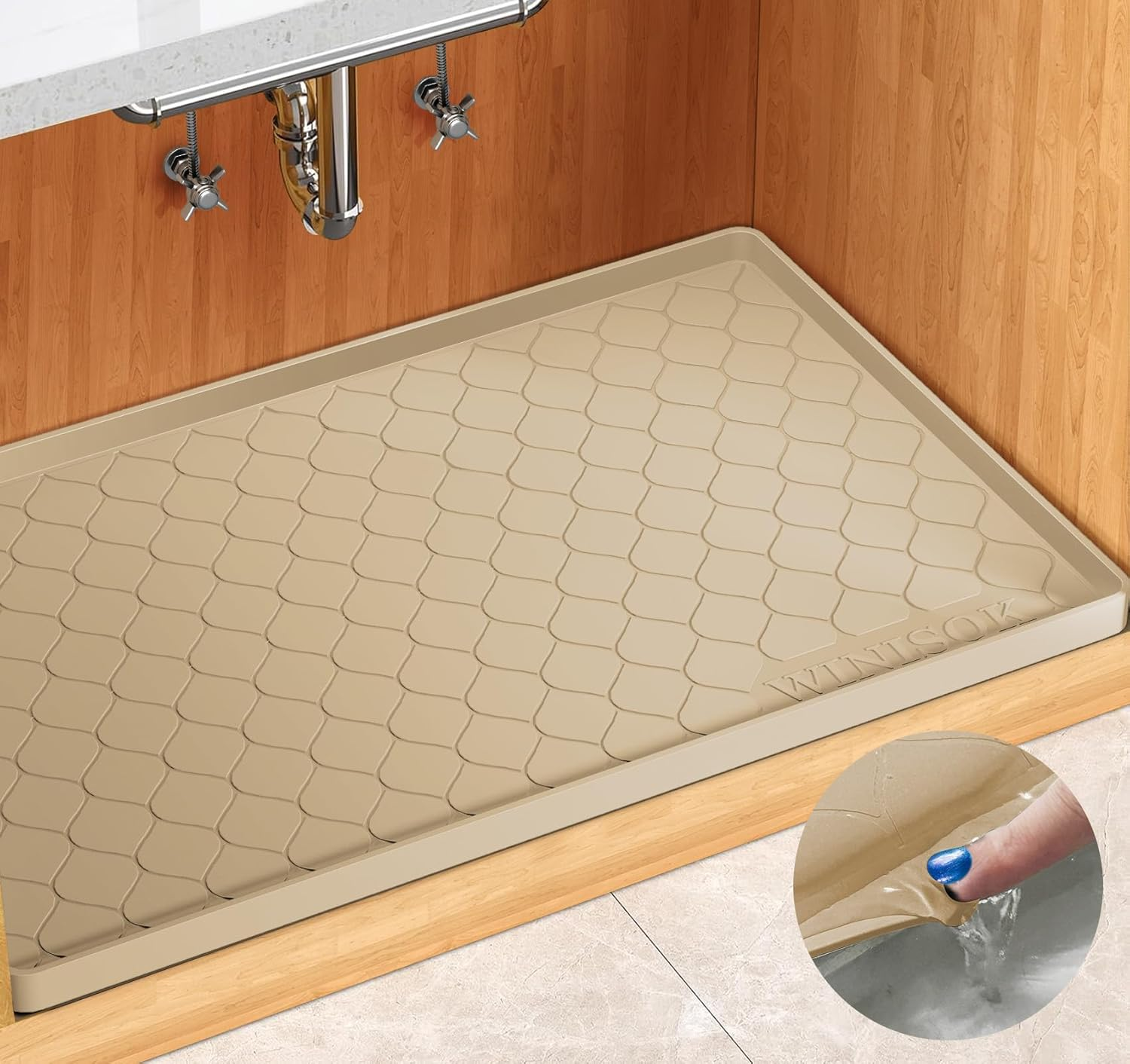 Waterproof under Sink Mat 22”X19” Cabinet Liner for Kitchen & Bathroom Shelf