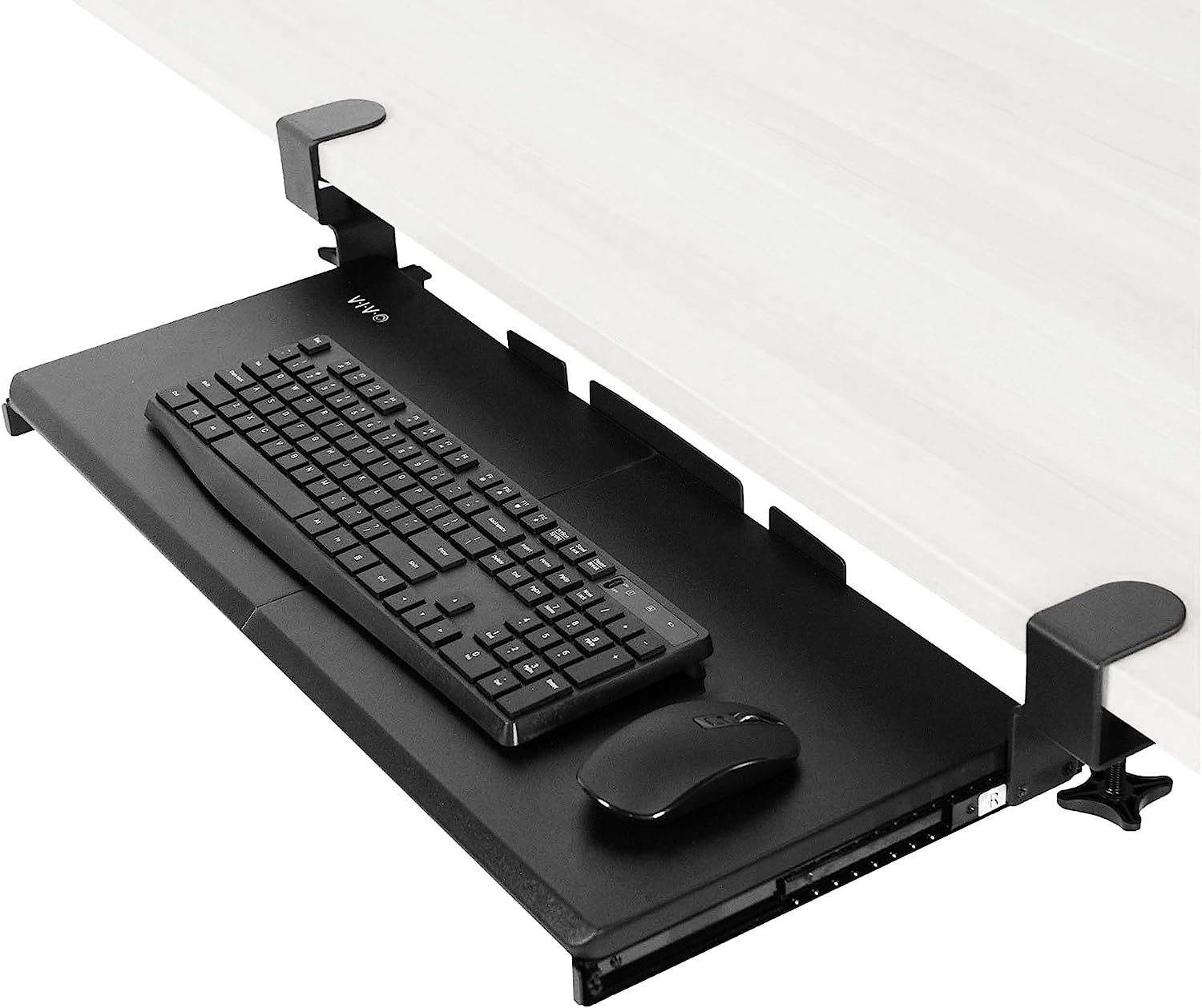 Large Keyboard Tray under Desk Pull Out with Extra Sturdy C Clamp Mount System, 69Cm (84Cm Including Clamps) X 28Cm Slide-Out Platform Computer Drawer for Typing, Black, MOUNT-KB05E