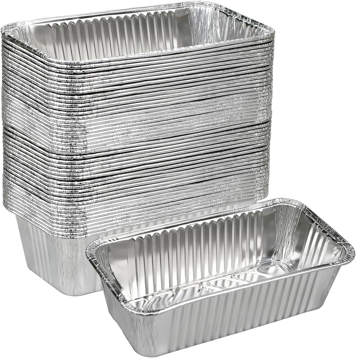 50 Pack Loaf Pans,2 LB Disposable Aluminum Foil Loaf Pans, 8.5