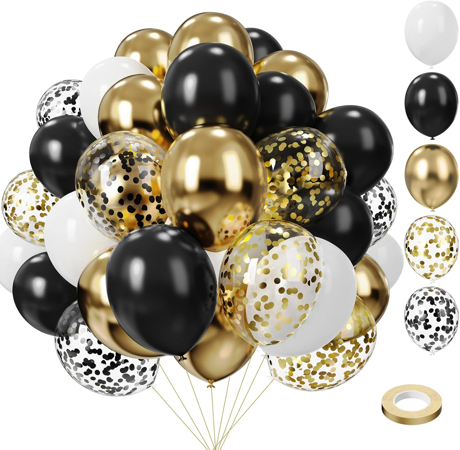 Black White Gold Balloon Garland Kit, 114Pcs Black and Gold Party Decorations... - Picture 12 of 12
