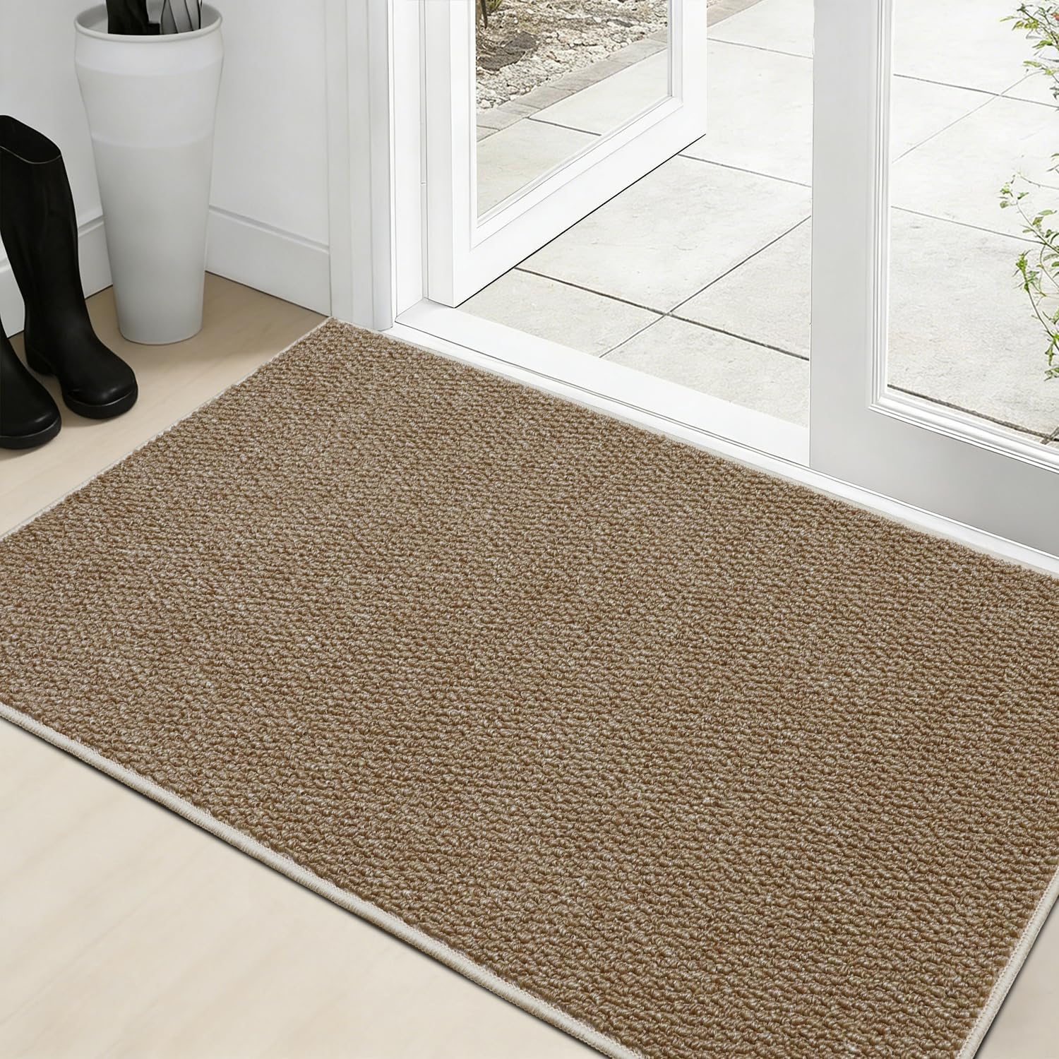 Dirt Trapping Door Mat 20X32, Absorbent & Quick-Dry Entryway Rug, Washable Non-Slip Doormat for Muddy Paws & Shoes, Low-Profile Back & Front Door Mat Indoor Entrance, Taupe