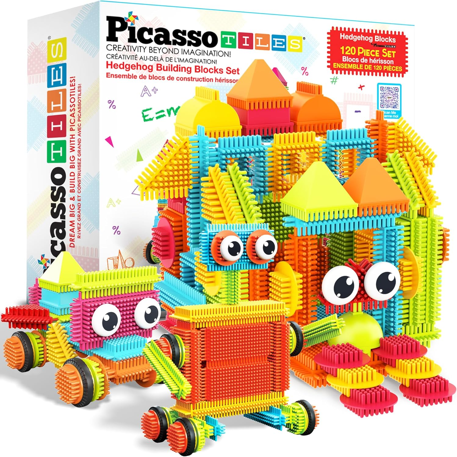120Pcs Hedgehog Interlocking Building Blocks Tiles Construction Toy Set Learning Playset STEAM Development Preschool Kindergarten Toy for Kids Age3+ PTB120