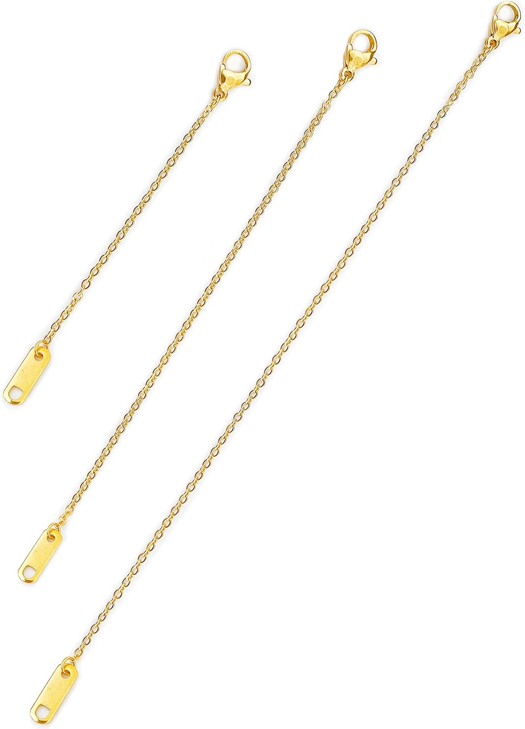 18k Gold Plated Necklace Extenders Delicate Necklace Extender Chain Set for Women 3 Piece Set, Extensions 2