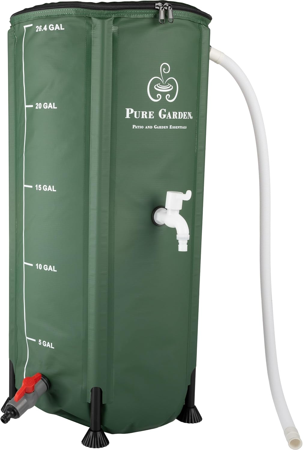Rain Barrel - 26.4-Gallon/100-Liter Collapsible Water Container for Catching Rainwater - Portable Water Tank with Spigot by (Green