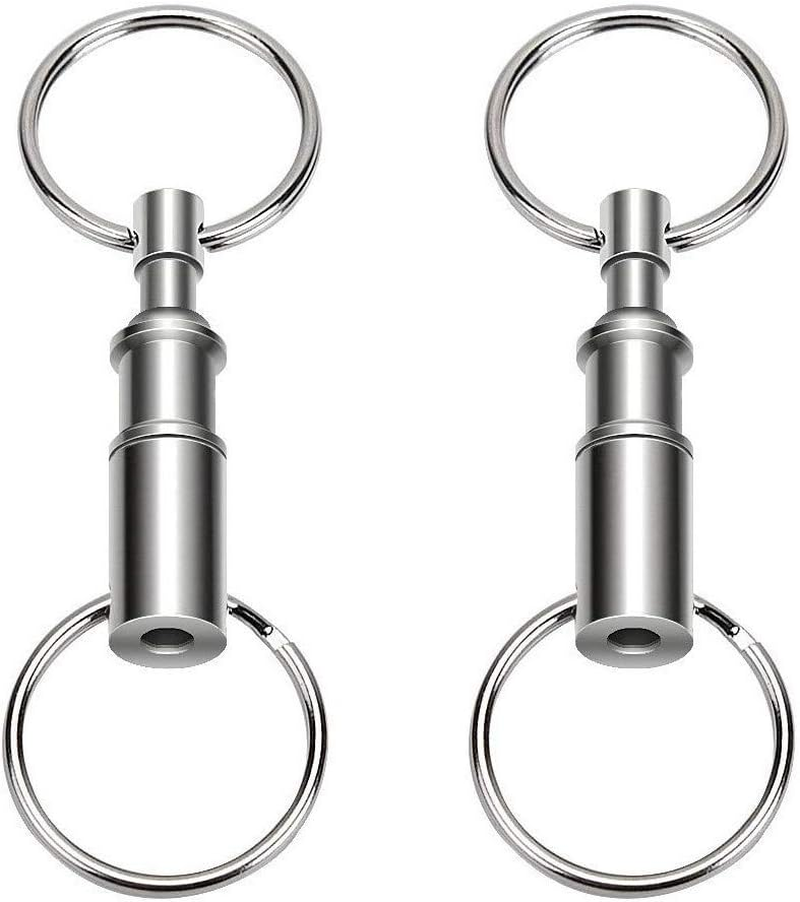 2 Pieces Quick Release Keychain Detachable Pull Apart Key Rings Keychains Removable Handy Keying, Double Spring Split Snap Seperate Chain Lock Holder Convenient Accessory
