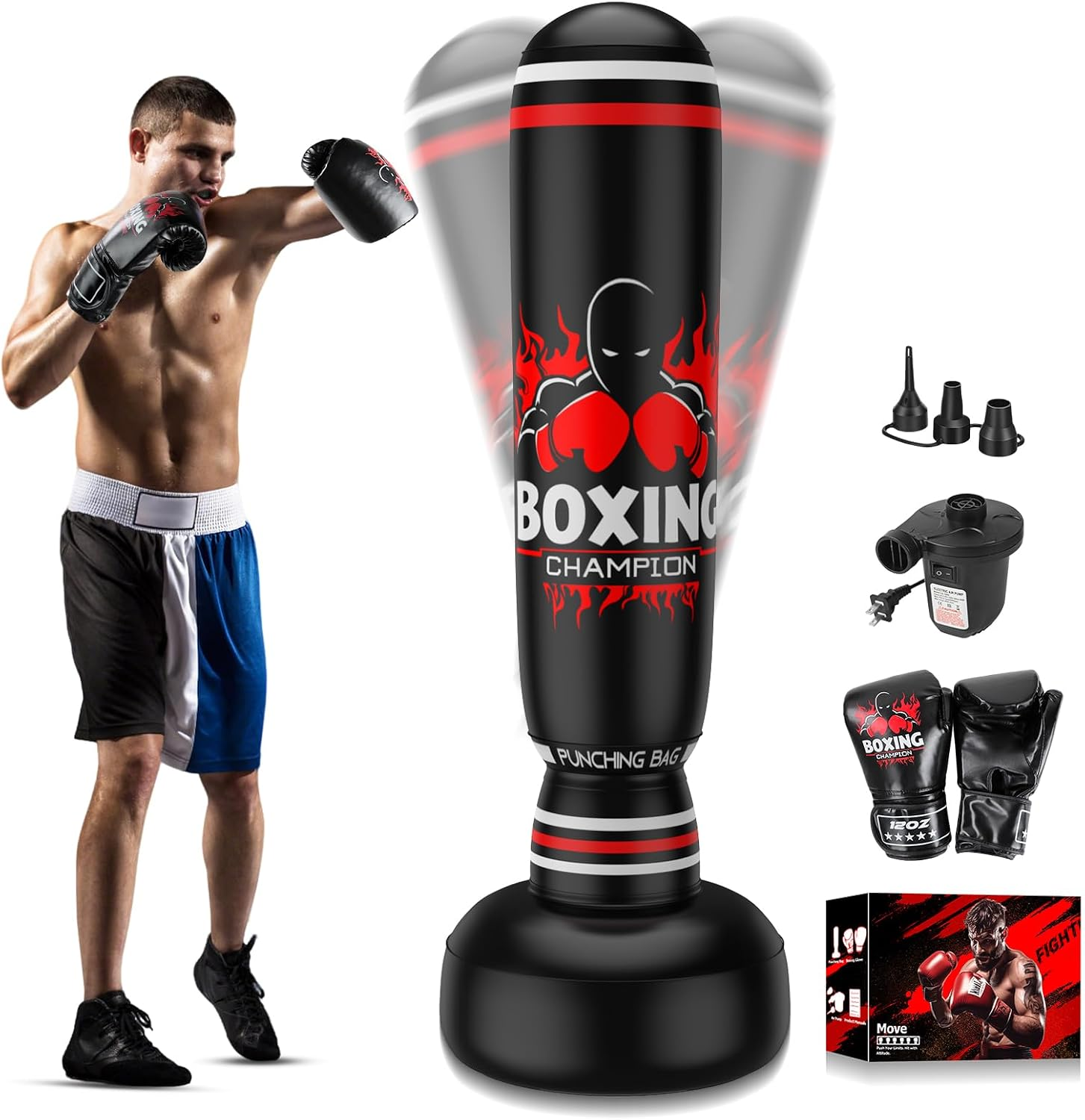 Freestanding Punching Bag for Adults, 70'' Boxing Bag with Stand Kicking Bag Hea